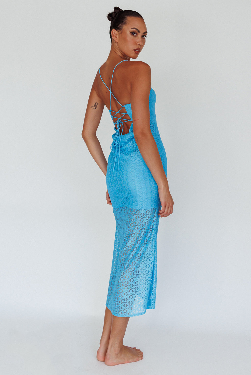 Lazy Daisy Flower Strap Midi Dress Blue by Selfie Leslie Australia