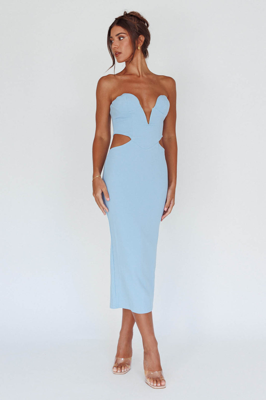 Dragonfly Lace-up Back Midi Dress Blue by Selfie Leslie Australia