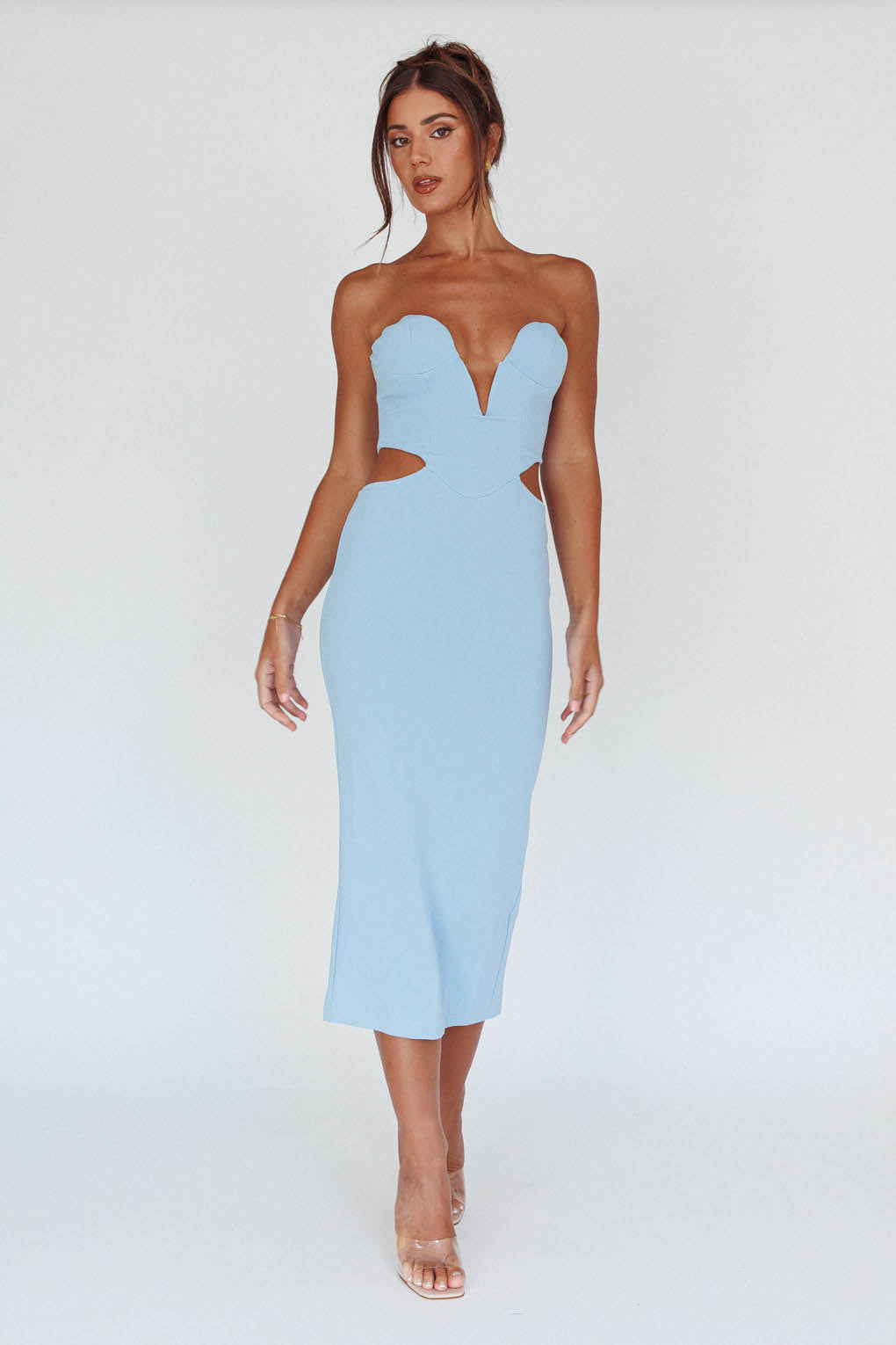 Dragonfly Lace-up Back Midi Dress Blue by Selfie Leslie Australia