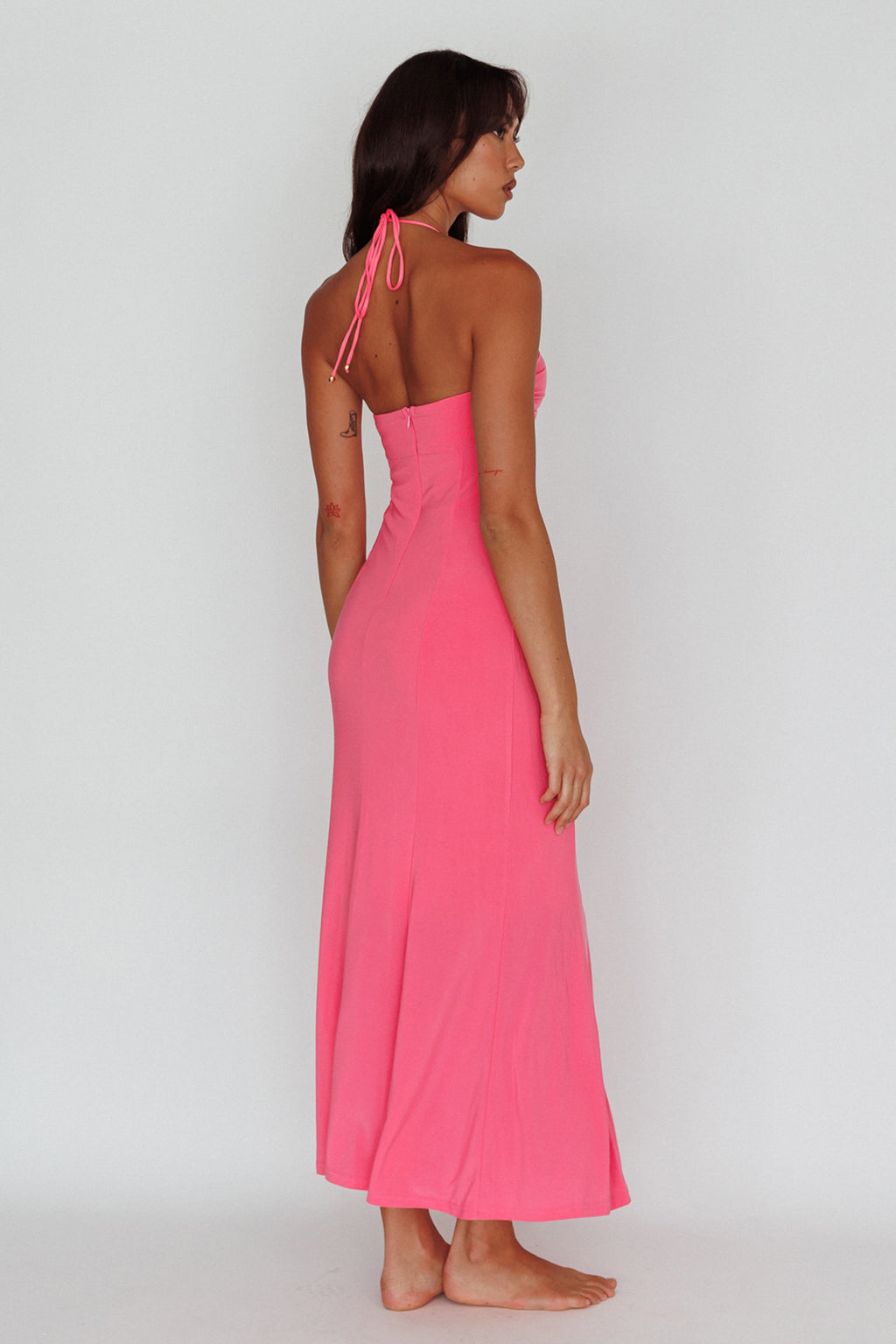 Ibiza Sunset Bust Flower Midi Dress Hot Pink by Selfie Leslie Australia