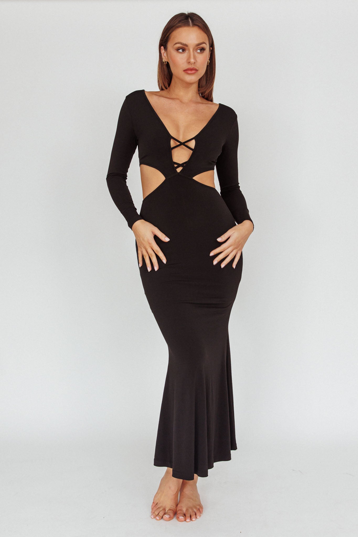 Dress Codes Cut-Out Maxi Dress Black by Selfie Leslie Australia