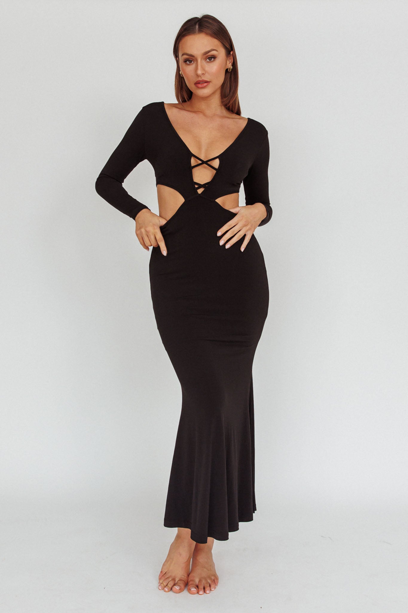 Dress Codes Cut-Out Maxi Dress Black by Selfie Leslie Australia