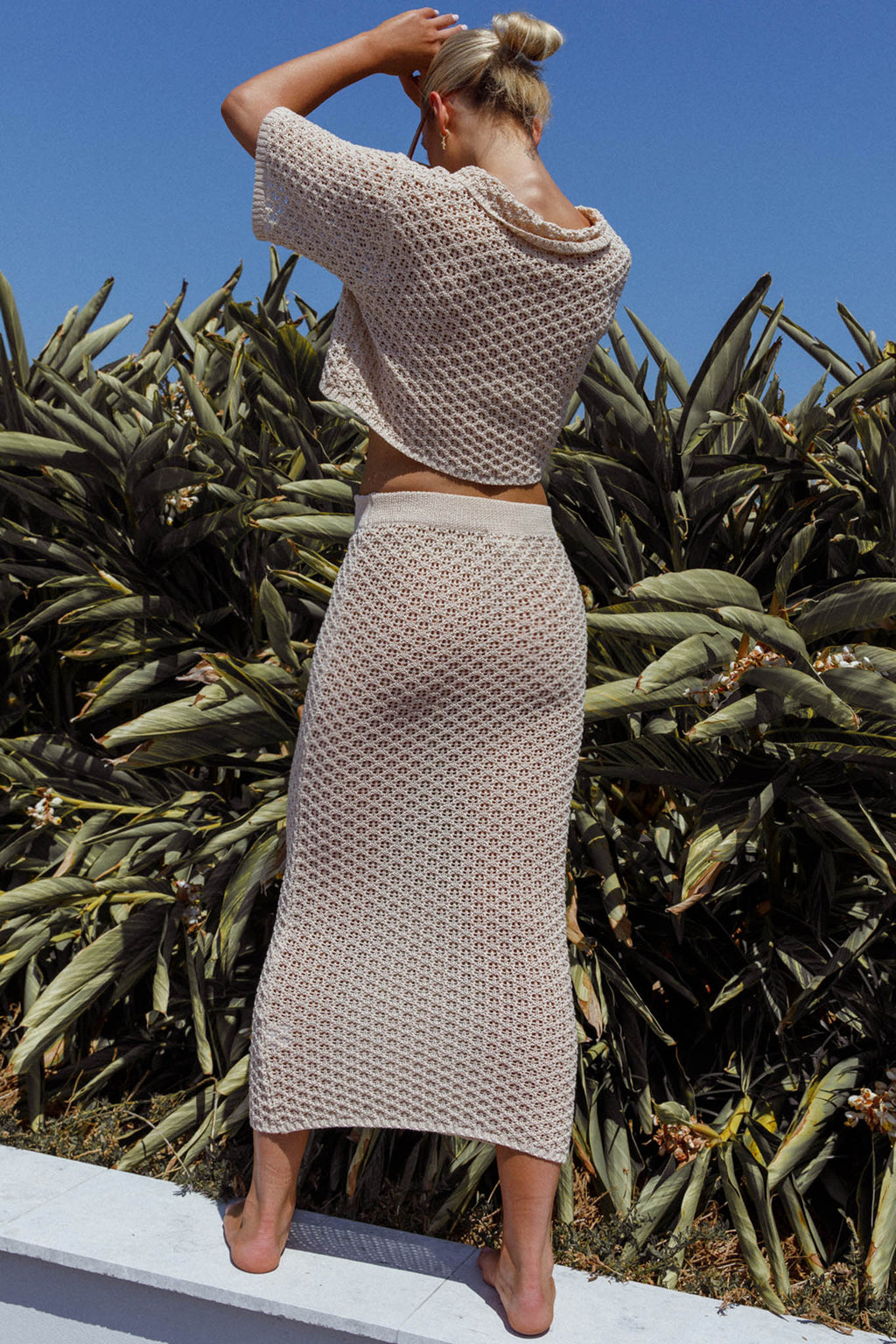 Summer Sunset Crochet Maxi Skirt Oat by Selfie Leslie Australia