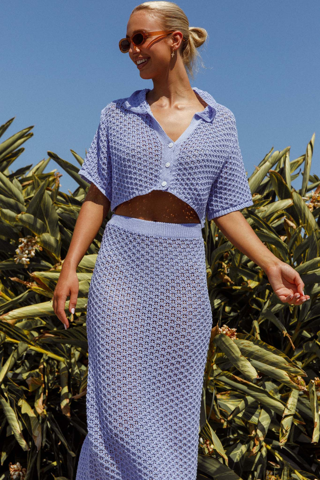 Summer Sunset Crochet Top Lavender by Selfie Leslie Australia