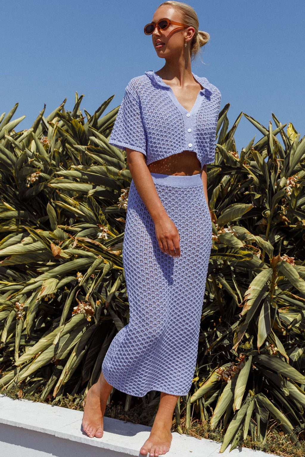 Summer Sunset Crochet Top Lavender by Selfie Leslie Australia