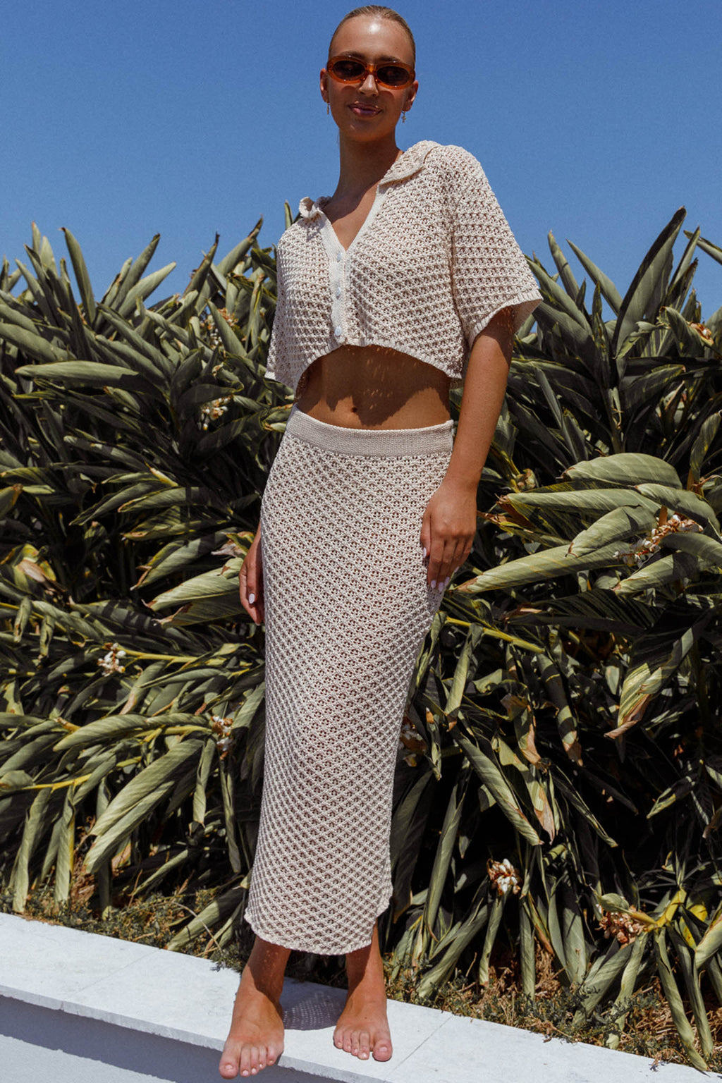 Summer Sunset Crochet Top Oat by Selfie Leslie Australia