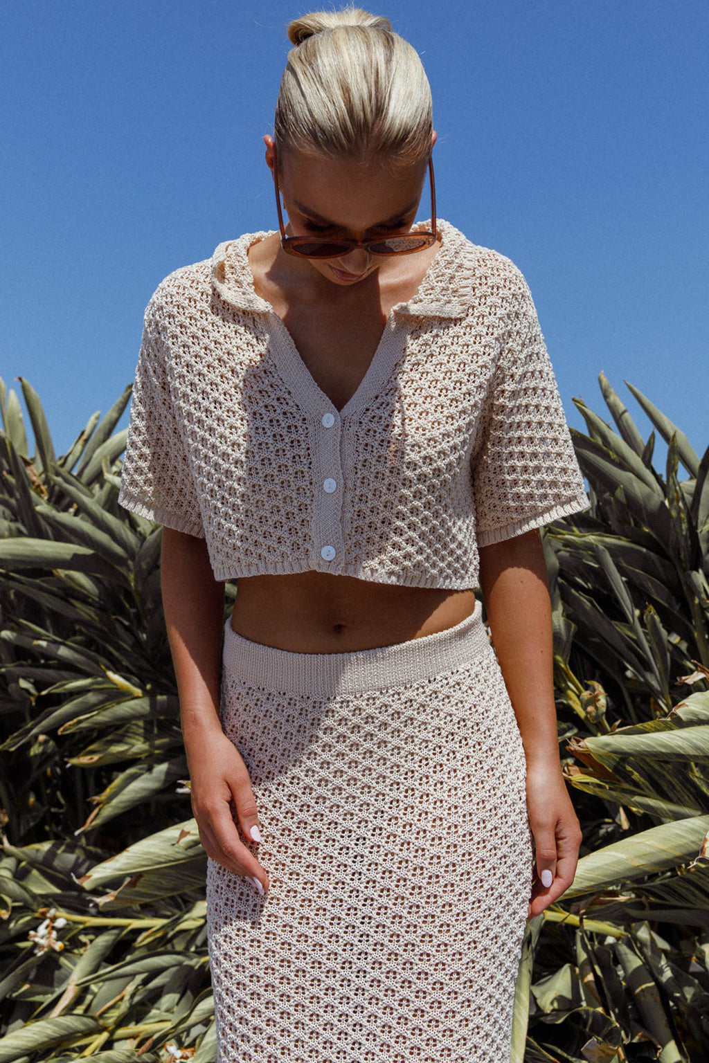 Summer Sunset Crochet Top Oat by Selfie Leslie Australia