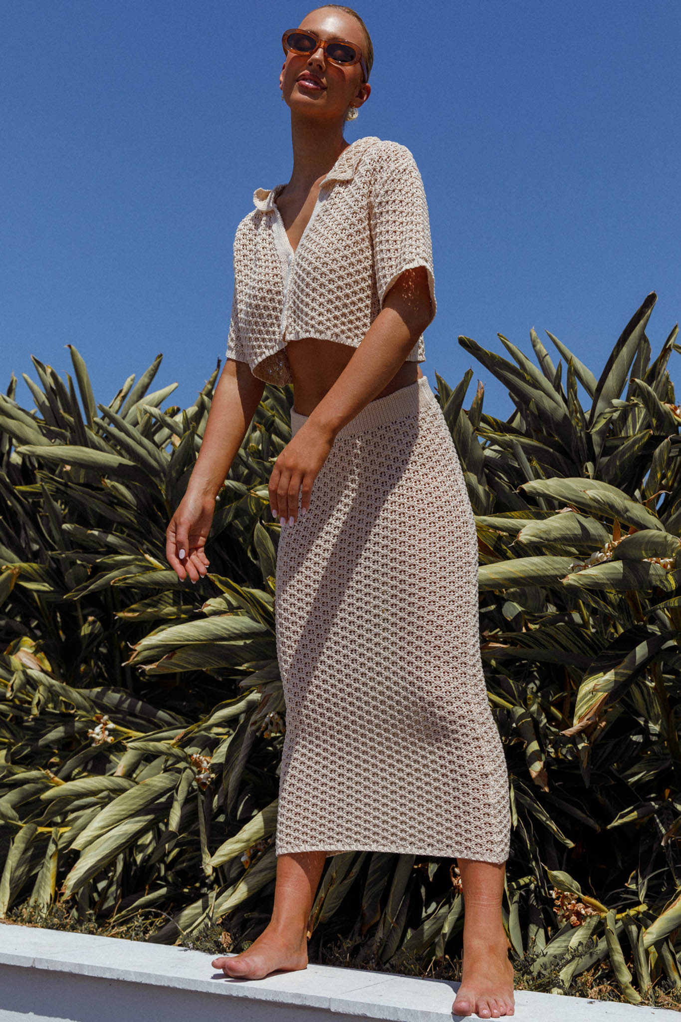 Summer Sunset Crochet Top Oat by Selfie Leslie Australia