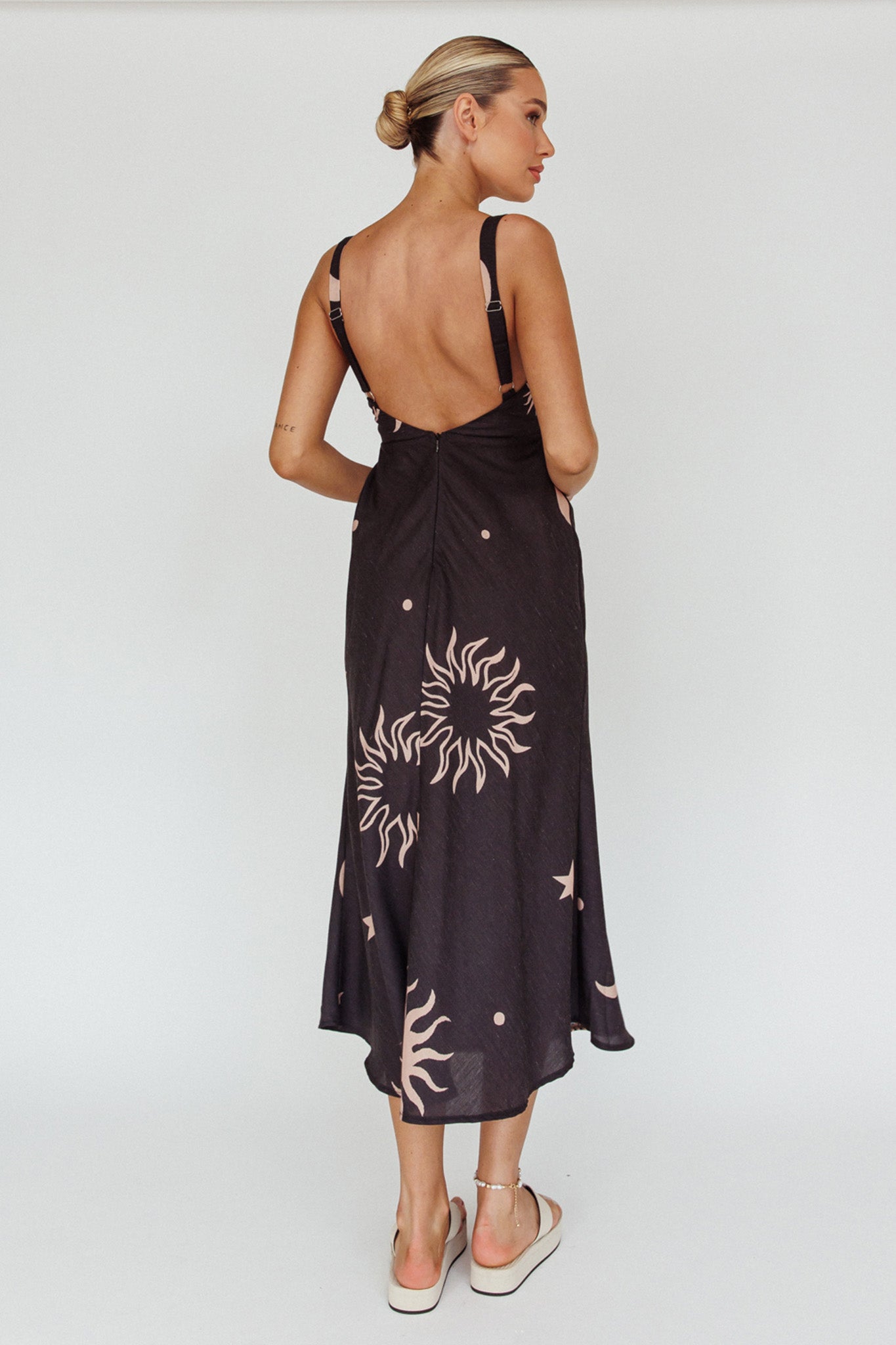 Coucou Square Neckline Midi Dress Celestial Print by Selfie Leslie Australia