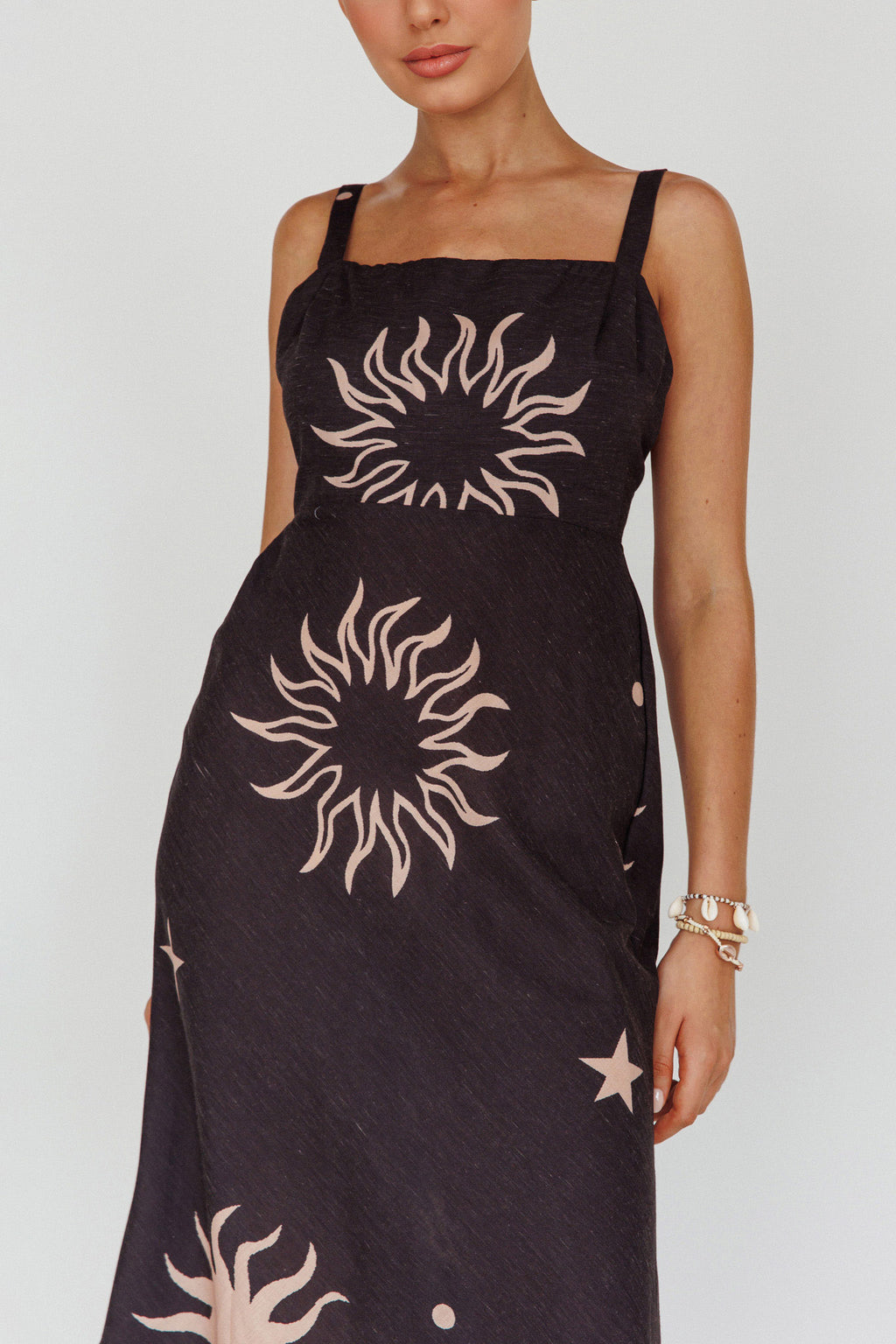 Coucou Square Neckline Midi Dress Celestial Print by Selfie Leslie Australia