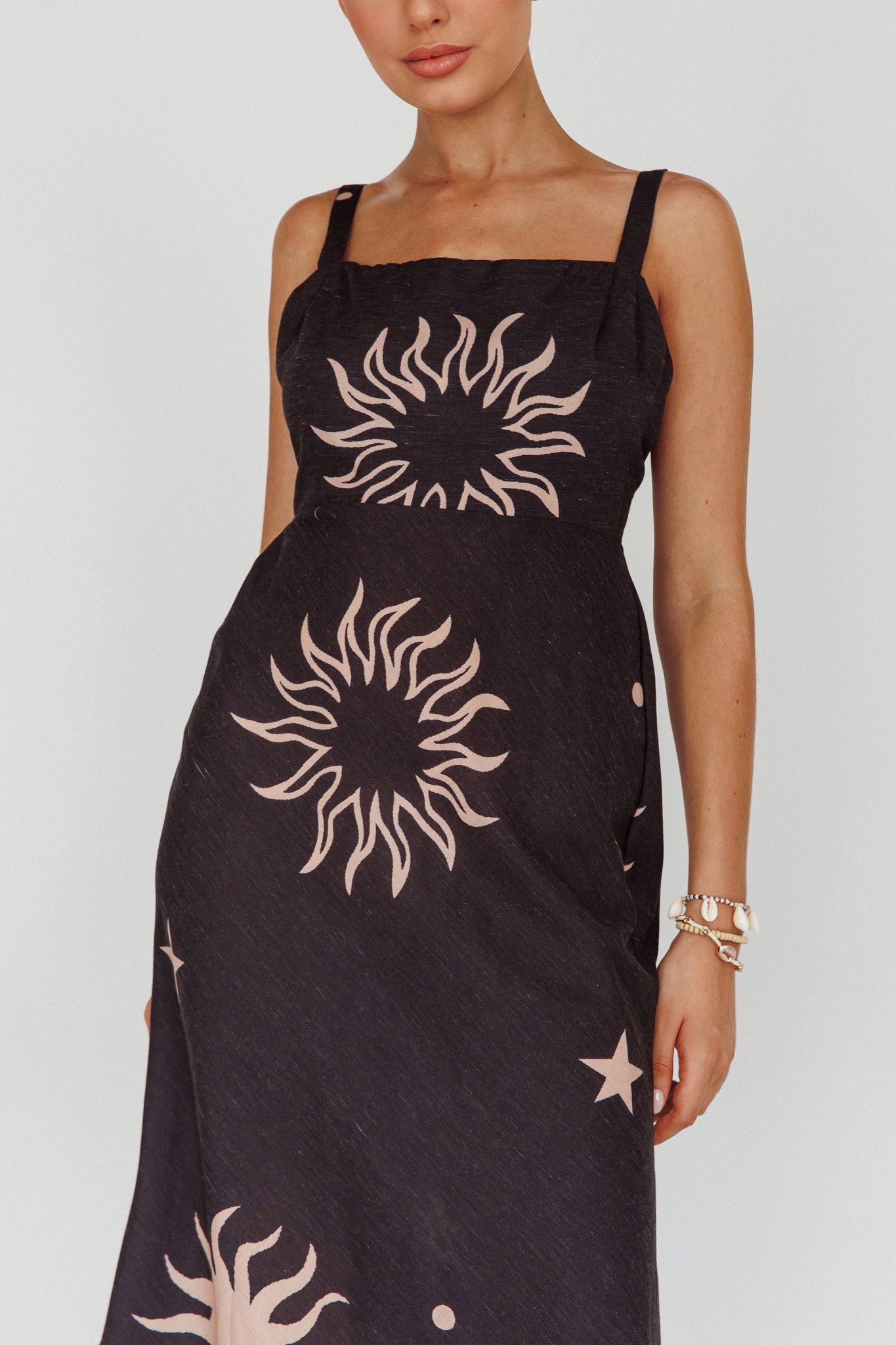 Coucou Square Neckline Midi Dress Celestial Print by Selfie Leslie Australia