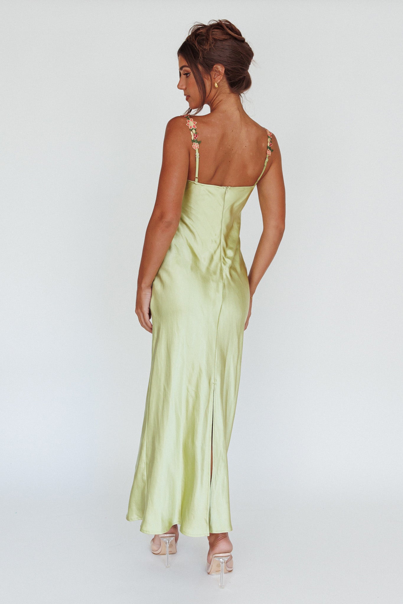 Rose Garden Floral Applique Midi Dress Lime by Selfie Leslie Australia