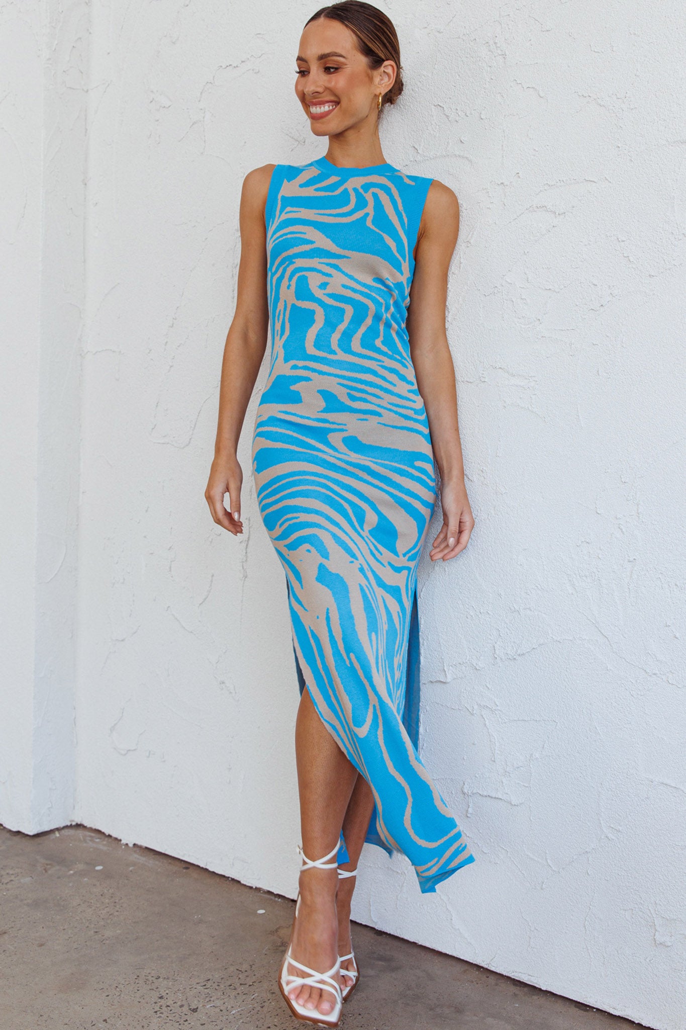 Elsinore Sleeveless Knit Maxi Dress Blue by Selfie Leslie Australia