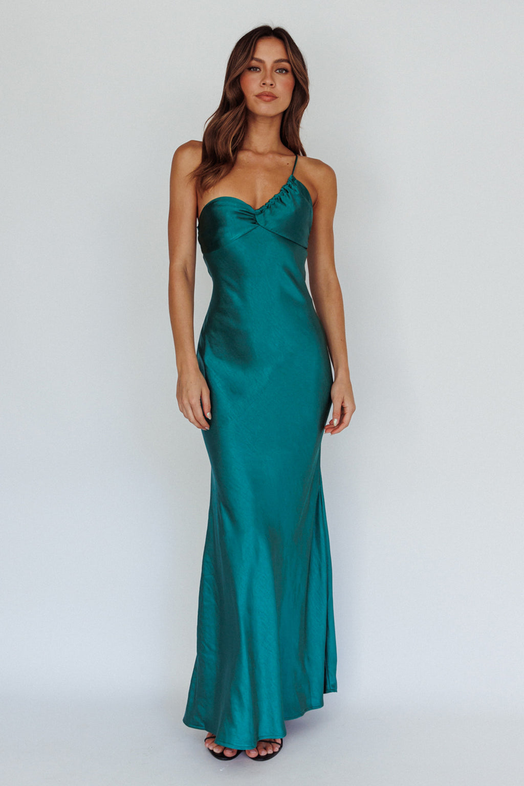 Twilight Tango One-Shoulder Maxi Dress Forest Green by Selfie Leslie Australia
