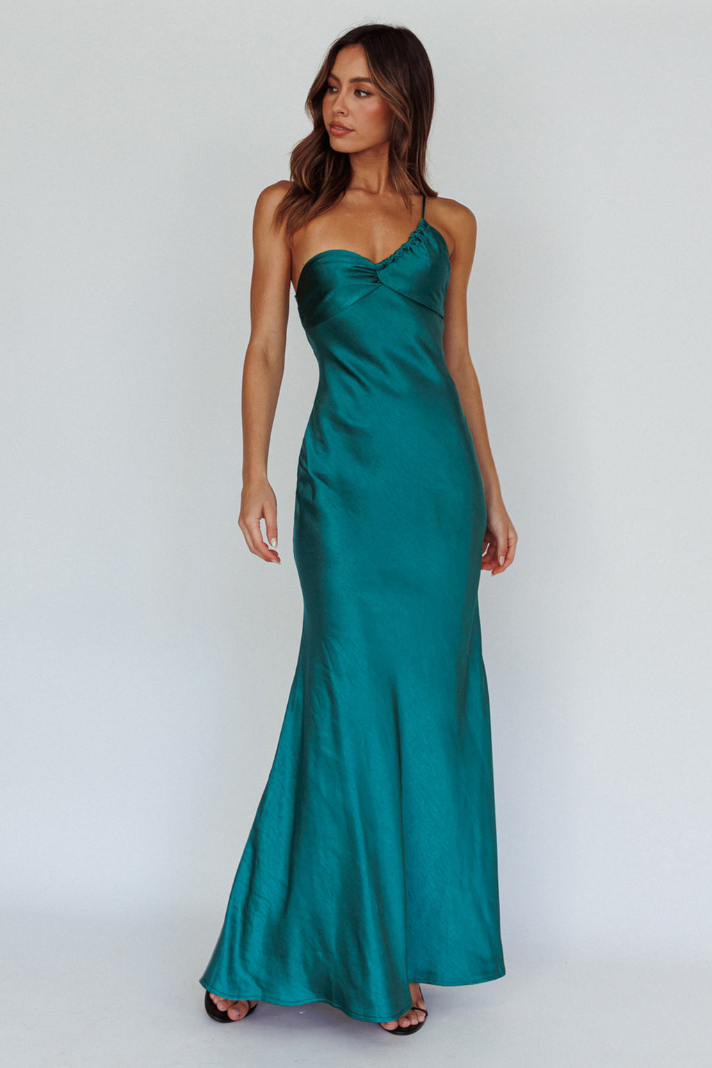 Twilight Tango One-Shoulder Maxi Dress Forest Green by Selfie Leslie Australia