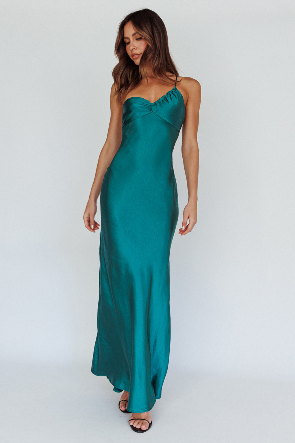 Twilight Tango One-Shoulder Maxi Dress Forest Green by Selfie Leslie Australia