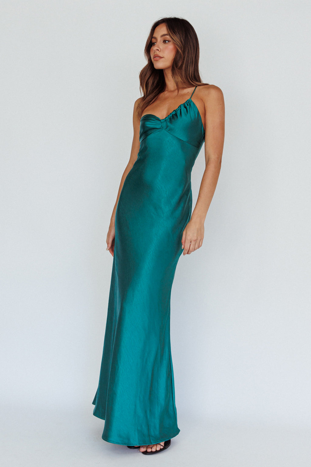 Twilight Tango One-Shoulder Maxi Dress Forest Green by Selfie Leslie Australia