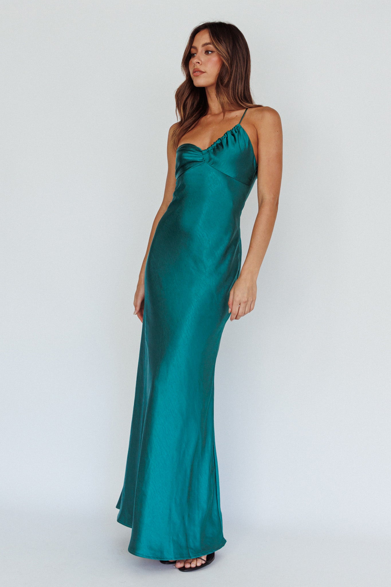 Twilight Tango One-Shoulder Maxi Dress Forest Green by Selfie Leslie Australia