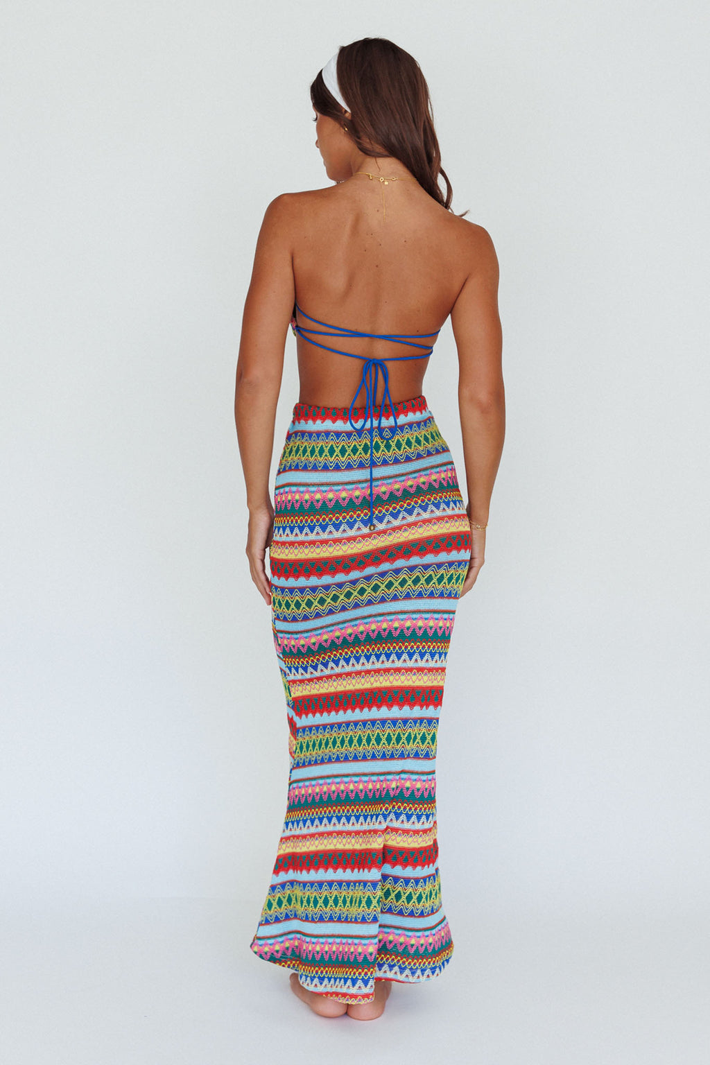 Tulum Knit Midi Skirt Blue Multi by Selfie Leslie Australia