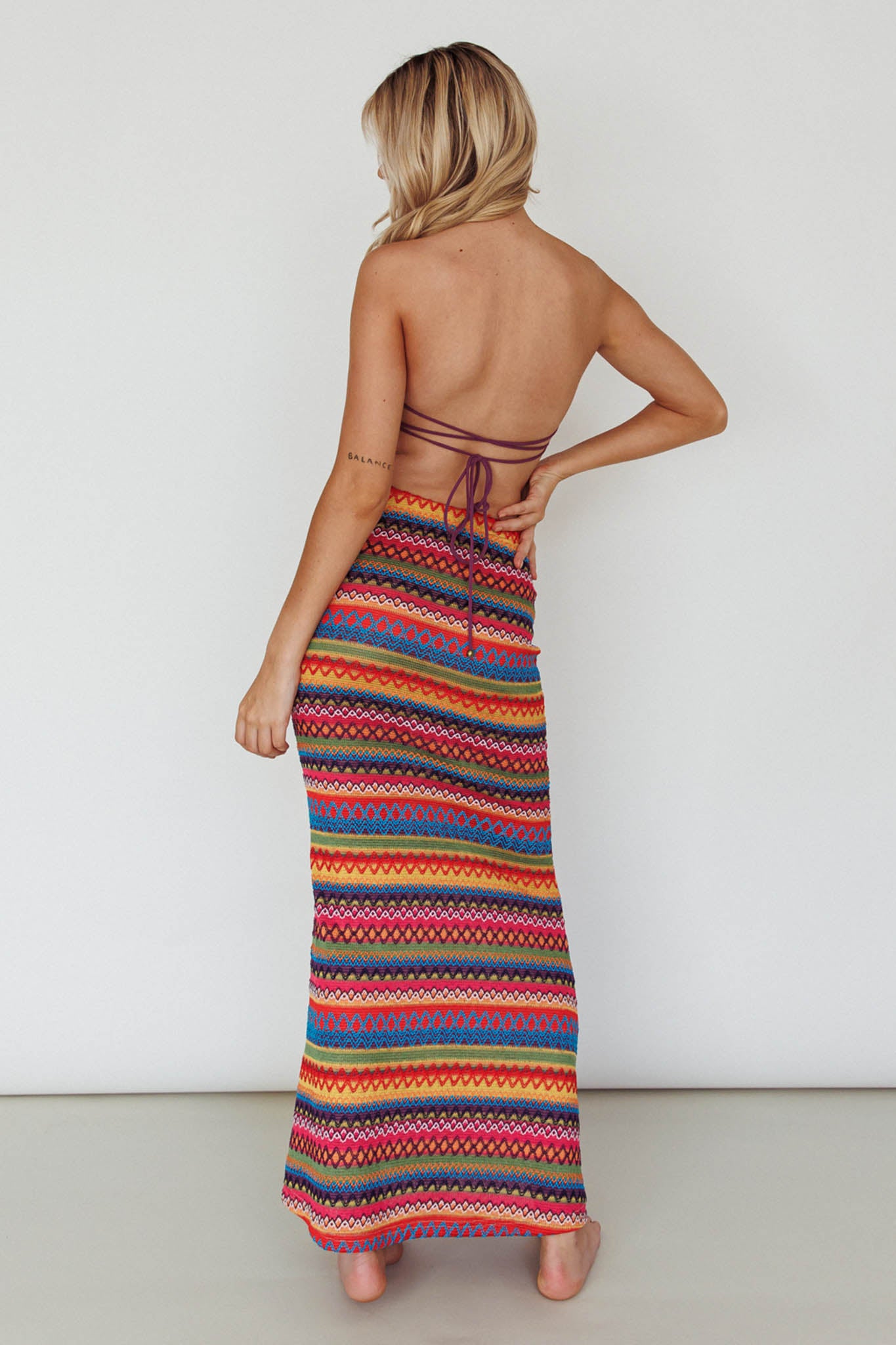 Tulum Knit Midi Skirt Pink Multi by Selfie Leslie Australia