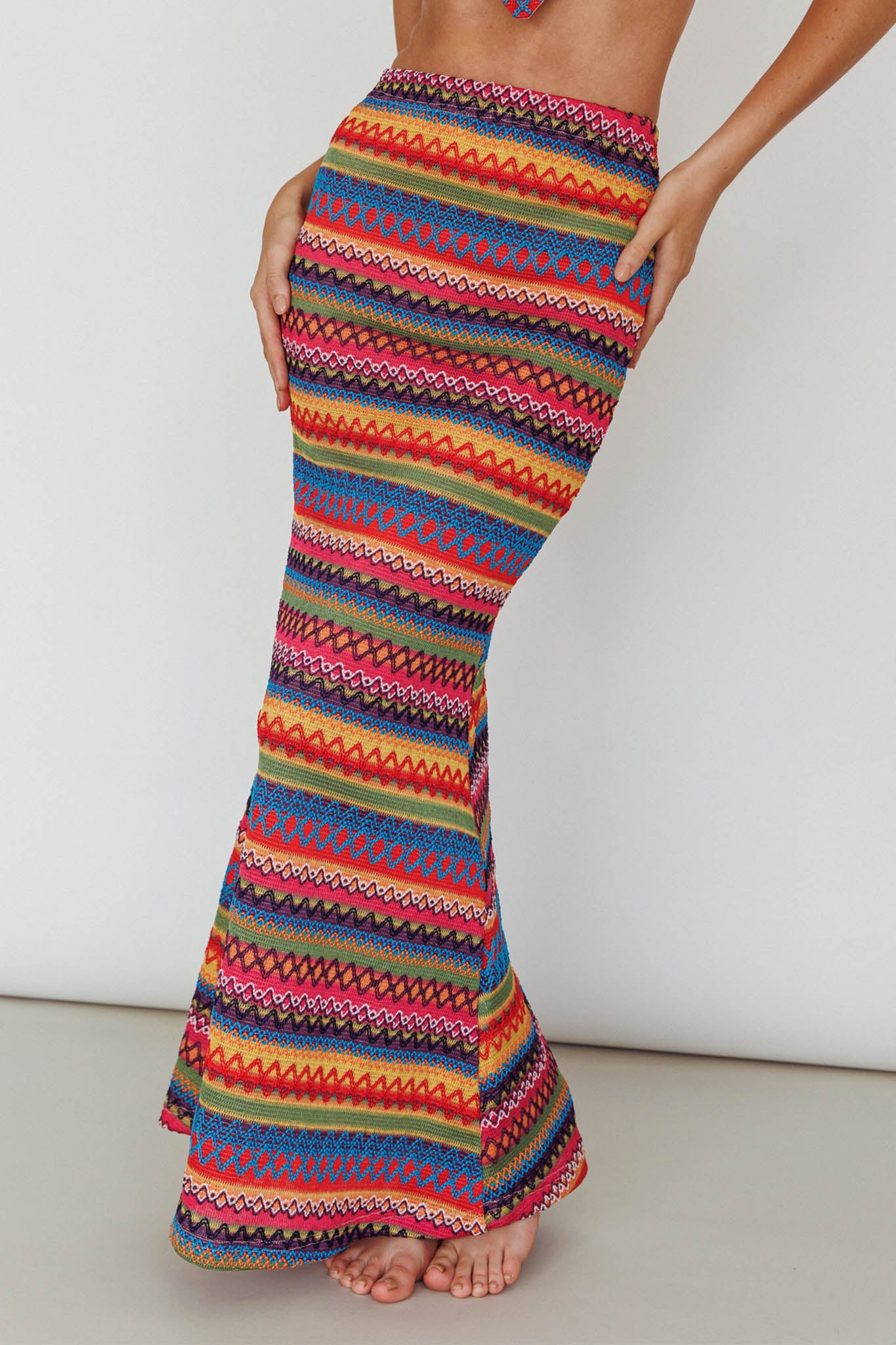Tulum Knit Midi Skirt Pink Multi by Selfie Leslie Australia