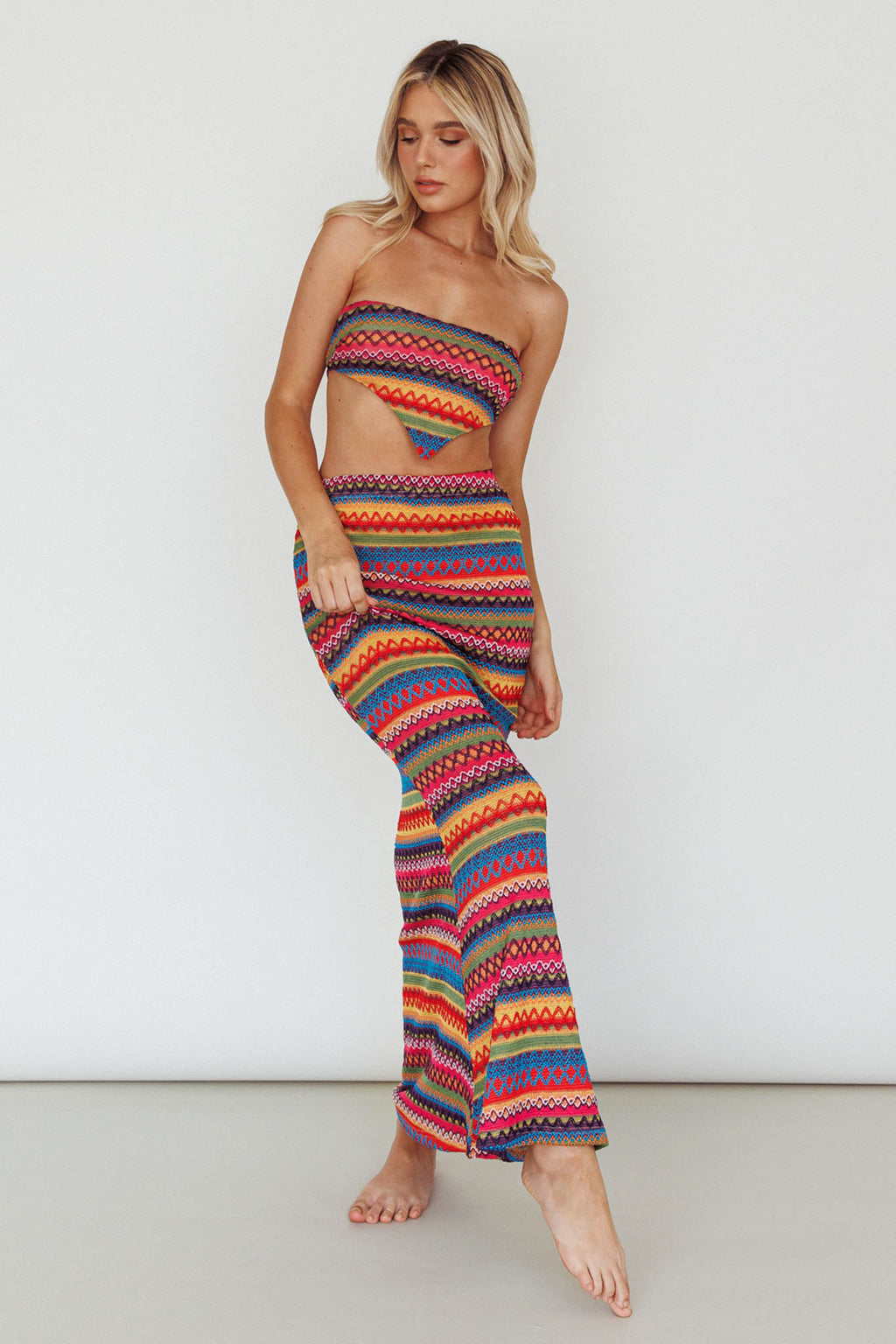 Tulum Knit Midi Skirt Pink Multi by Selfie Leslie Australia