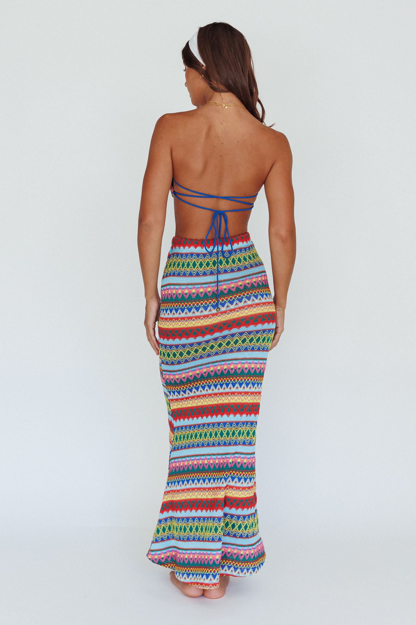 Tulum Tied Back Crop Top Blue Multi by Selfie Leslie Australia