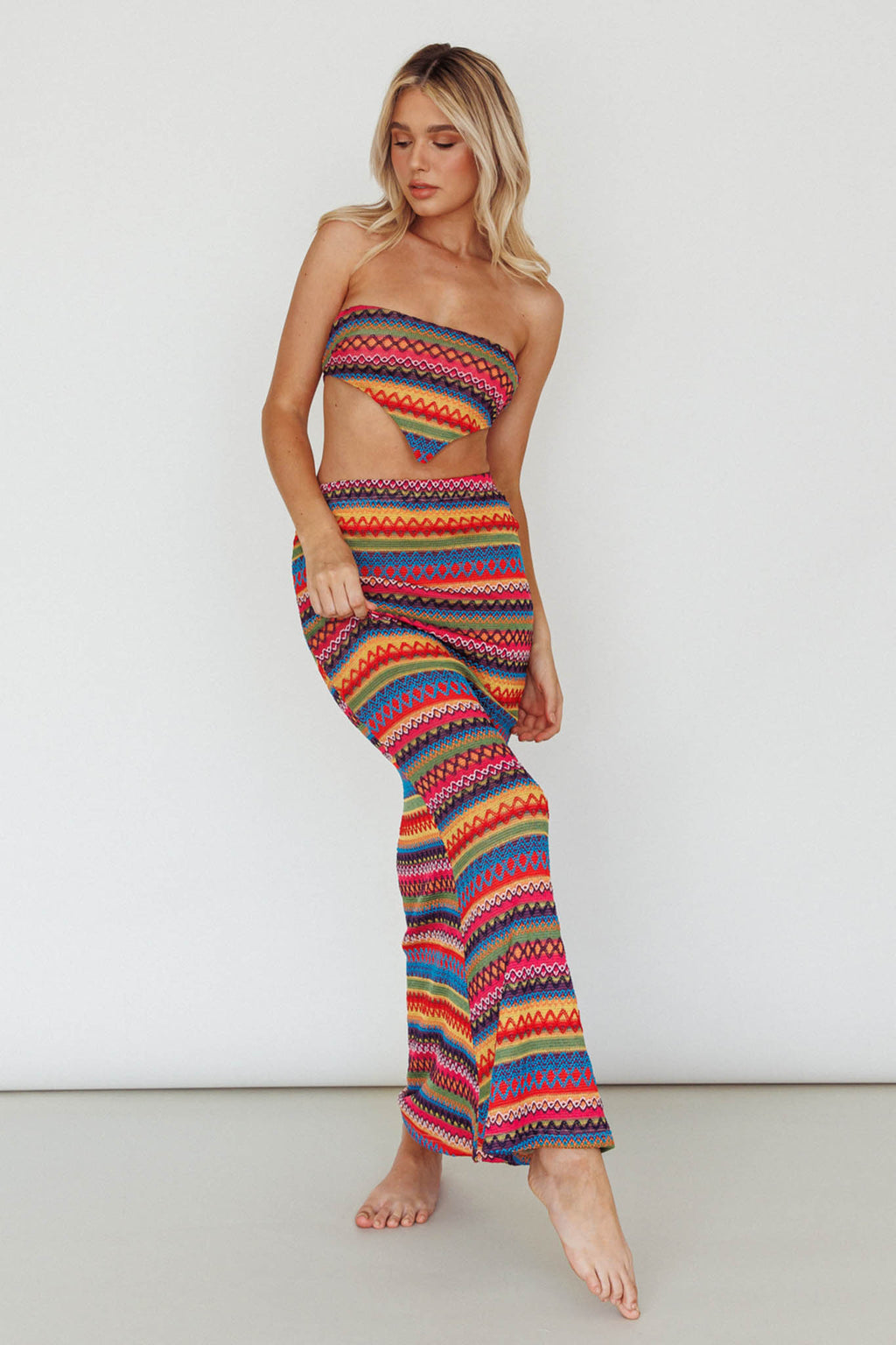 Tulum Tied Back Crop Top Pink Multi by Selfie Leslie Australia