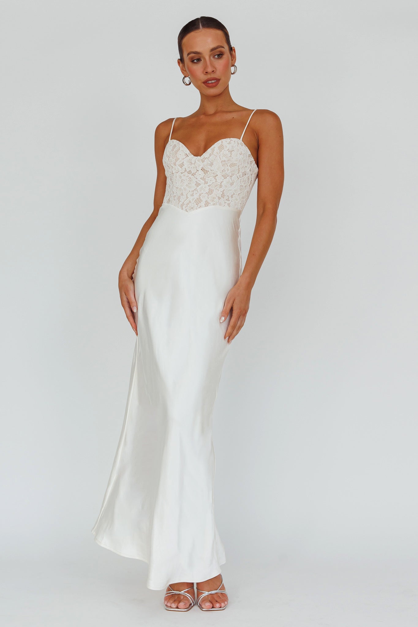 Evening Star Lace Bodice Maxi Dress Ivory by Selfie Leslie Australia