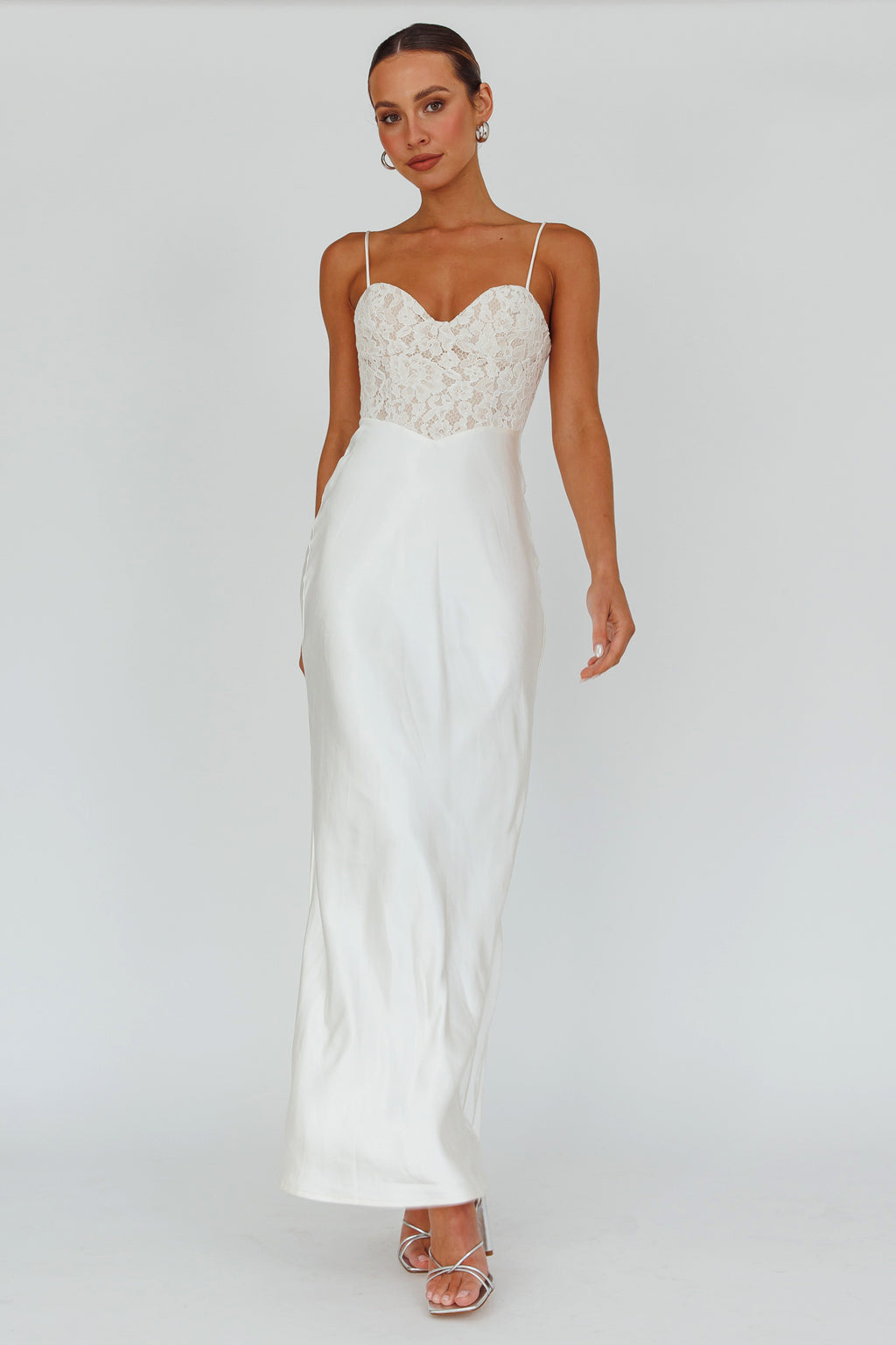 Evening Star Lace Bodice Maxi Dress Ivory by Selfie Leslie Australia
