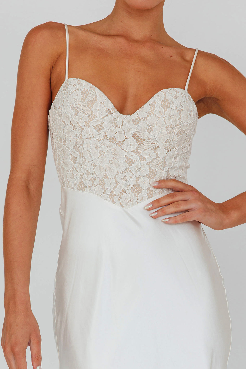 Evening Star Lace Bodice Maxi Dress Ivory by Selfie Leslie Australia