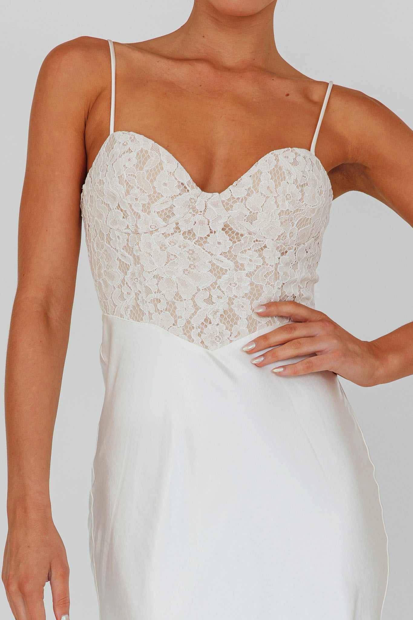 Evening Star Lace Bodice Maxi Dress Ivory by Selfie Leslie Australia