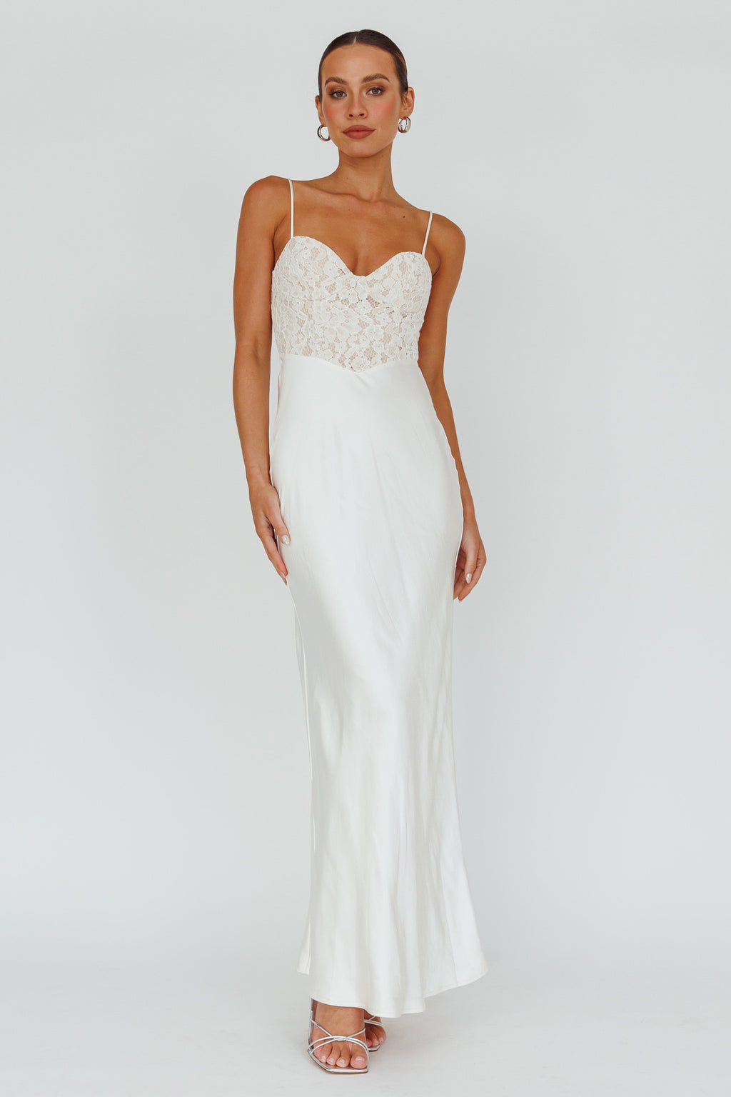 Evening Star Lace Bodice Maxi Dress Ivory by Selfie Leslie Australia