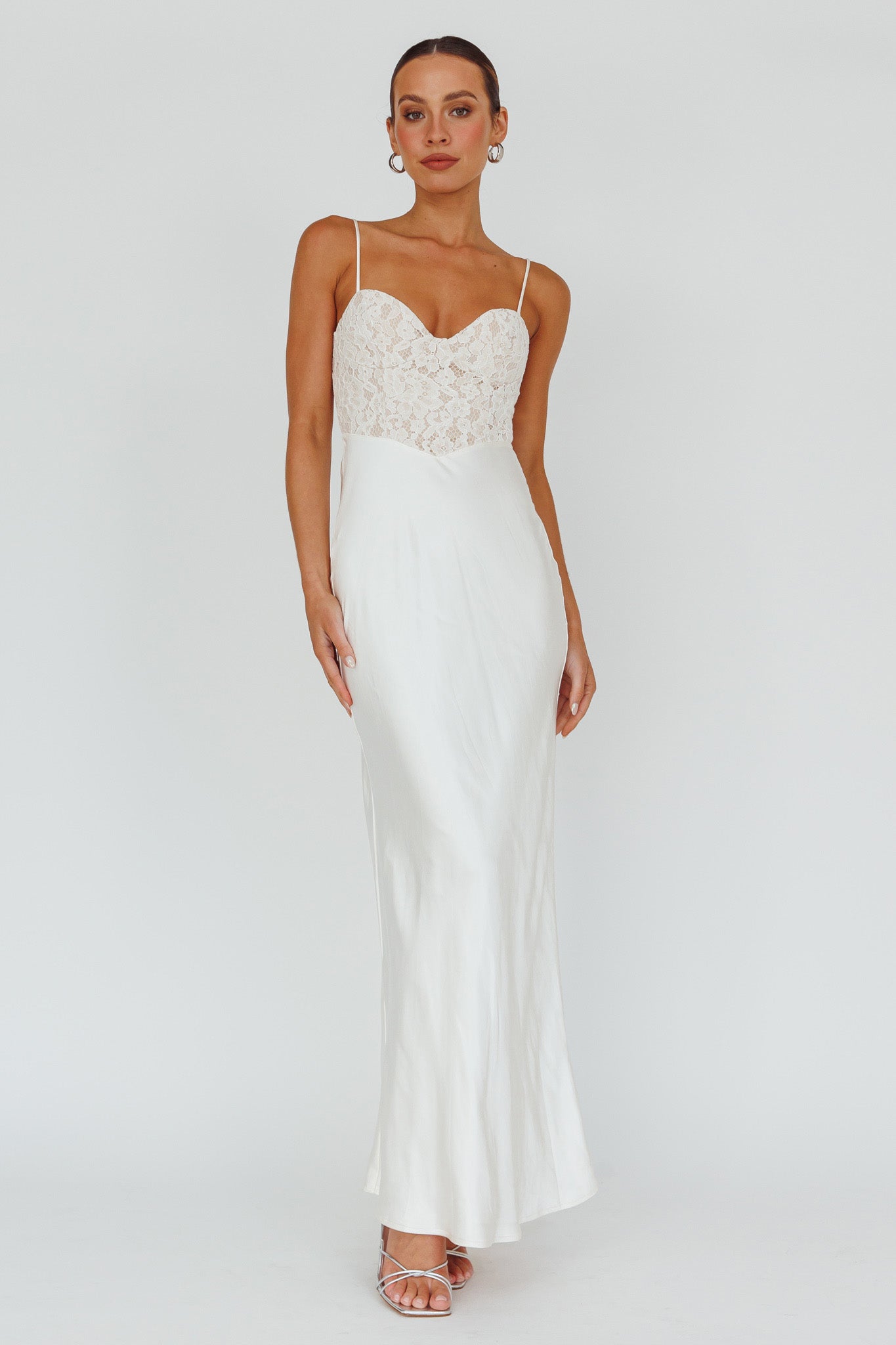 Evening Star Lace Bodice Maxi Dress Ivory by Selfie Leslie Australia