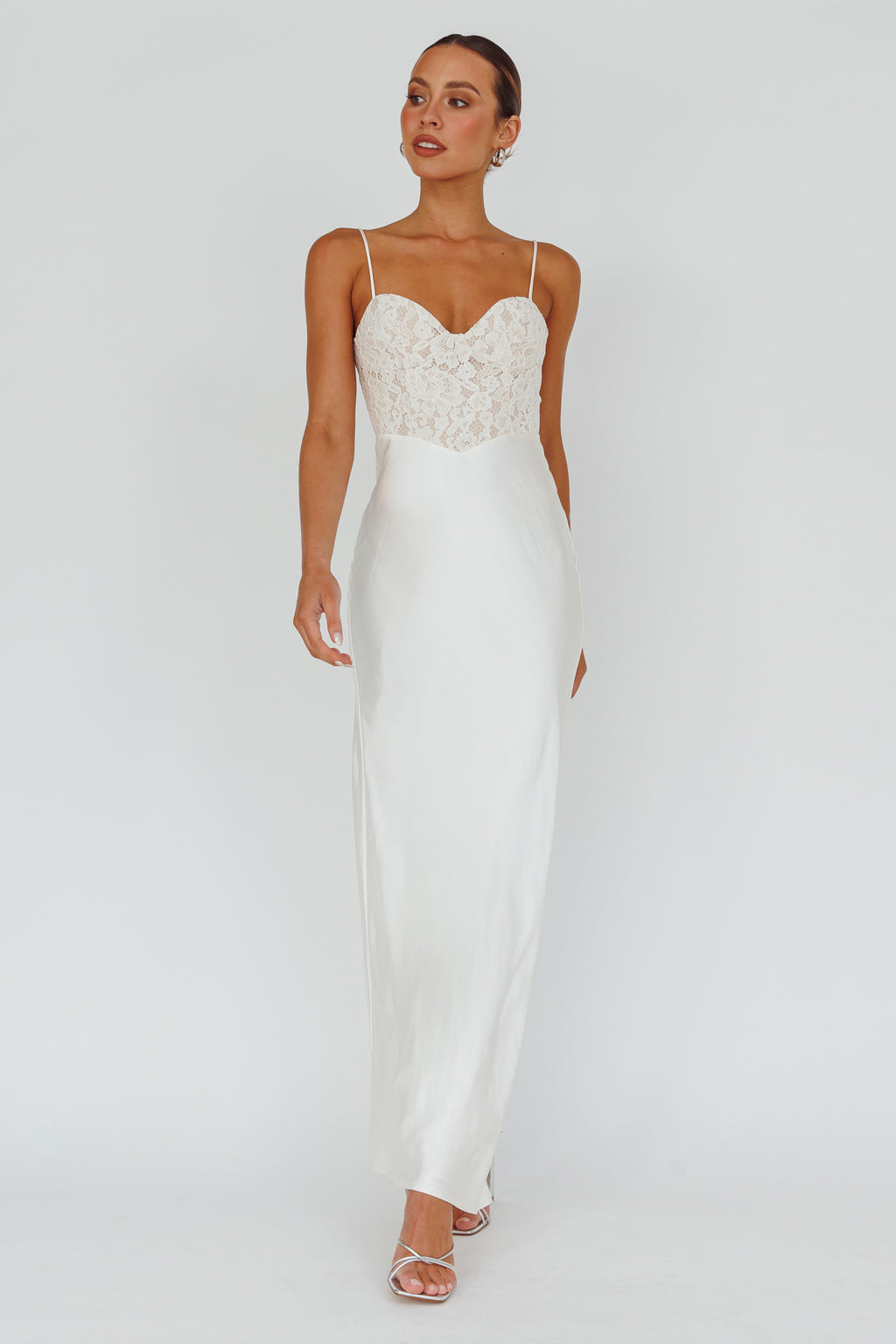 Evening Star Lace Bodice Maxi Dress Ivory by Selfie Leslie Australia