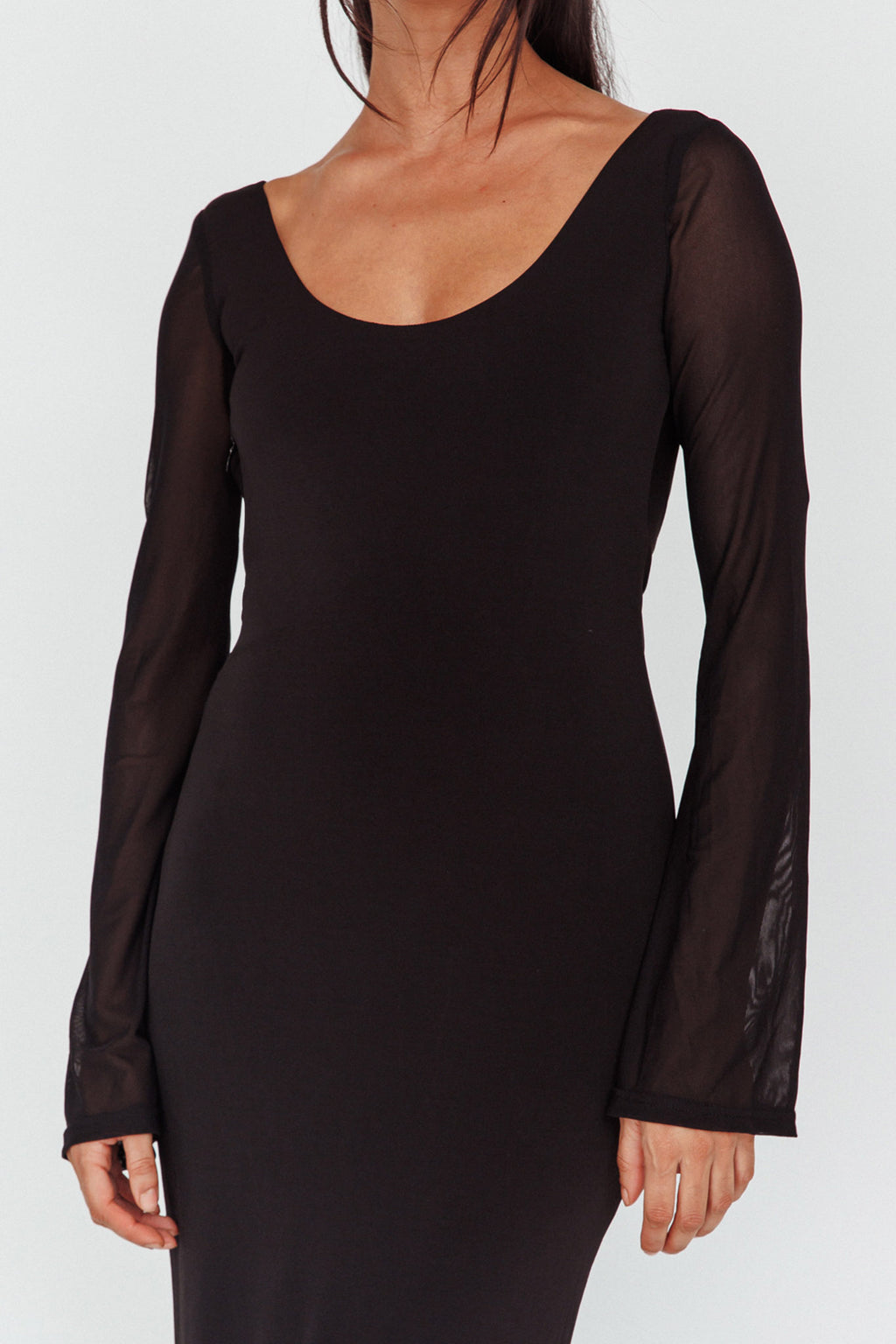 Crystal Ball Open Back Ruched Maxi Dress Black by Selfie Leslie Australia