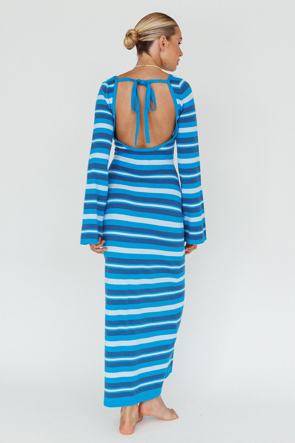 Jozie Long Sleeve Maxi Dress Stripe Blue by Selfie Leslie Australia