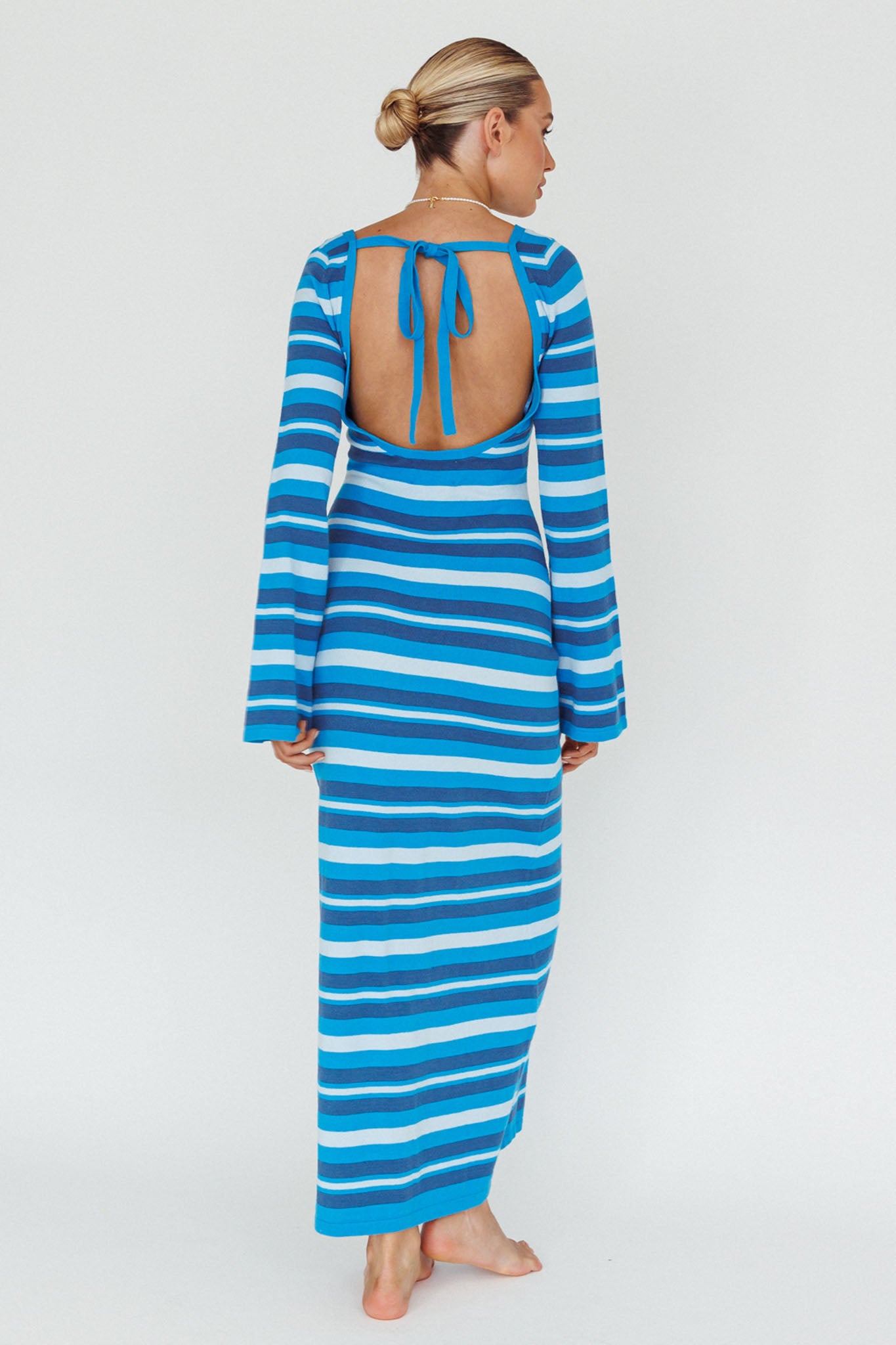 Jozie Long Sleeve Maxi Dress Stripe Blue by Selfie Leslie Australia