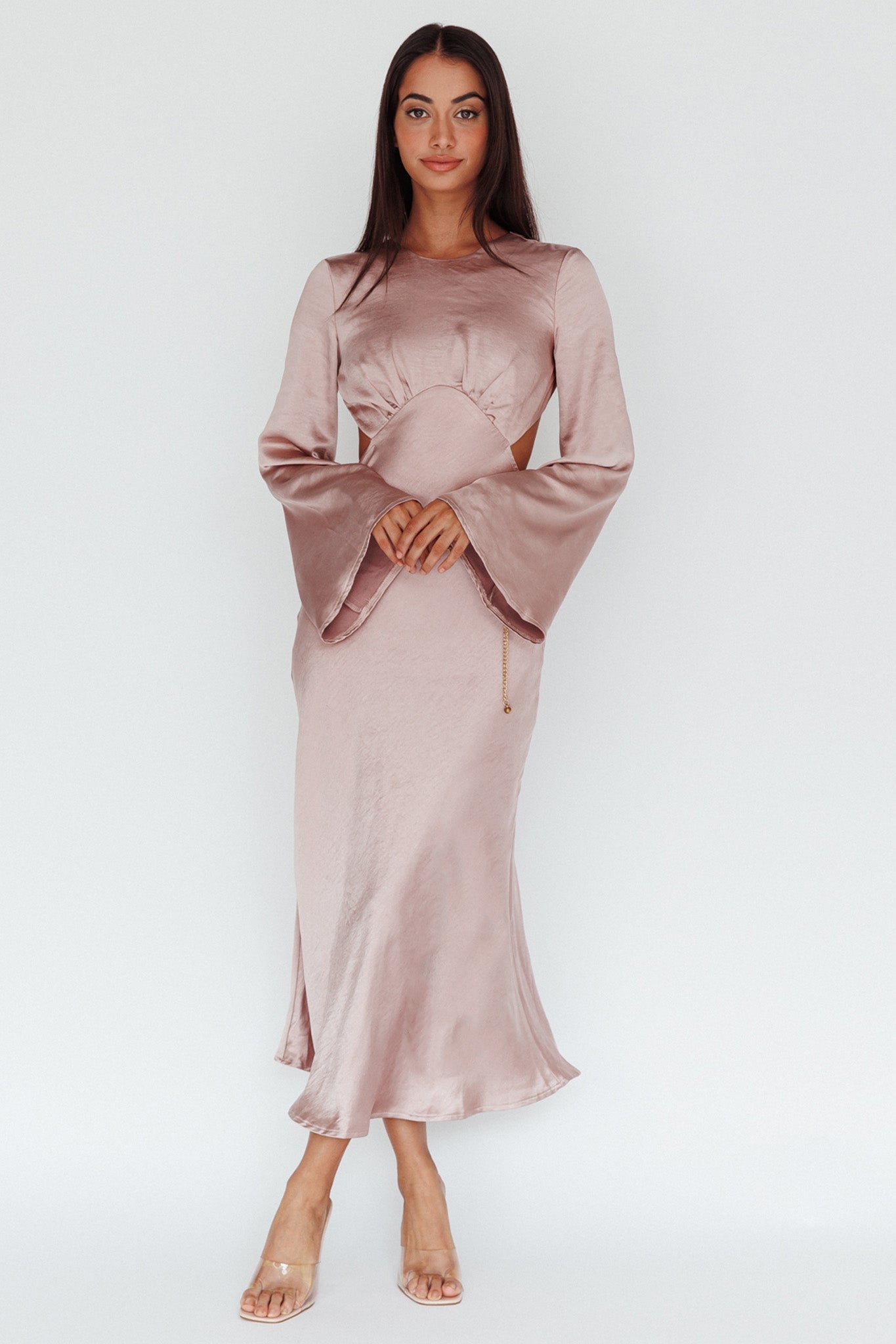 Doting Bell Sleeve Cut-Out Midi Dress Wood Rose by Selfie Leslie Australia