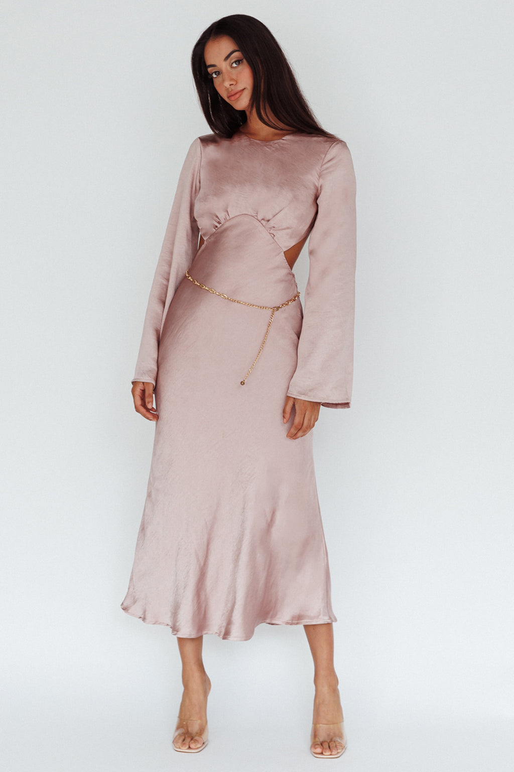 Doting Bell Sleeve Cut-Out Midi Dress Wood Rose by Selfie Leslie Australia