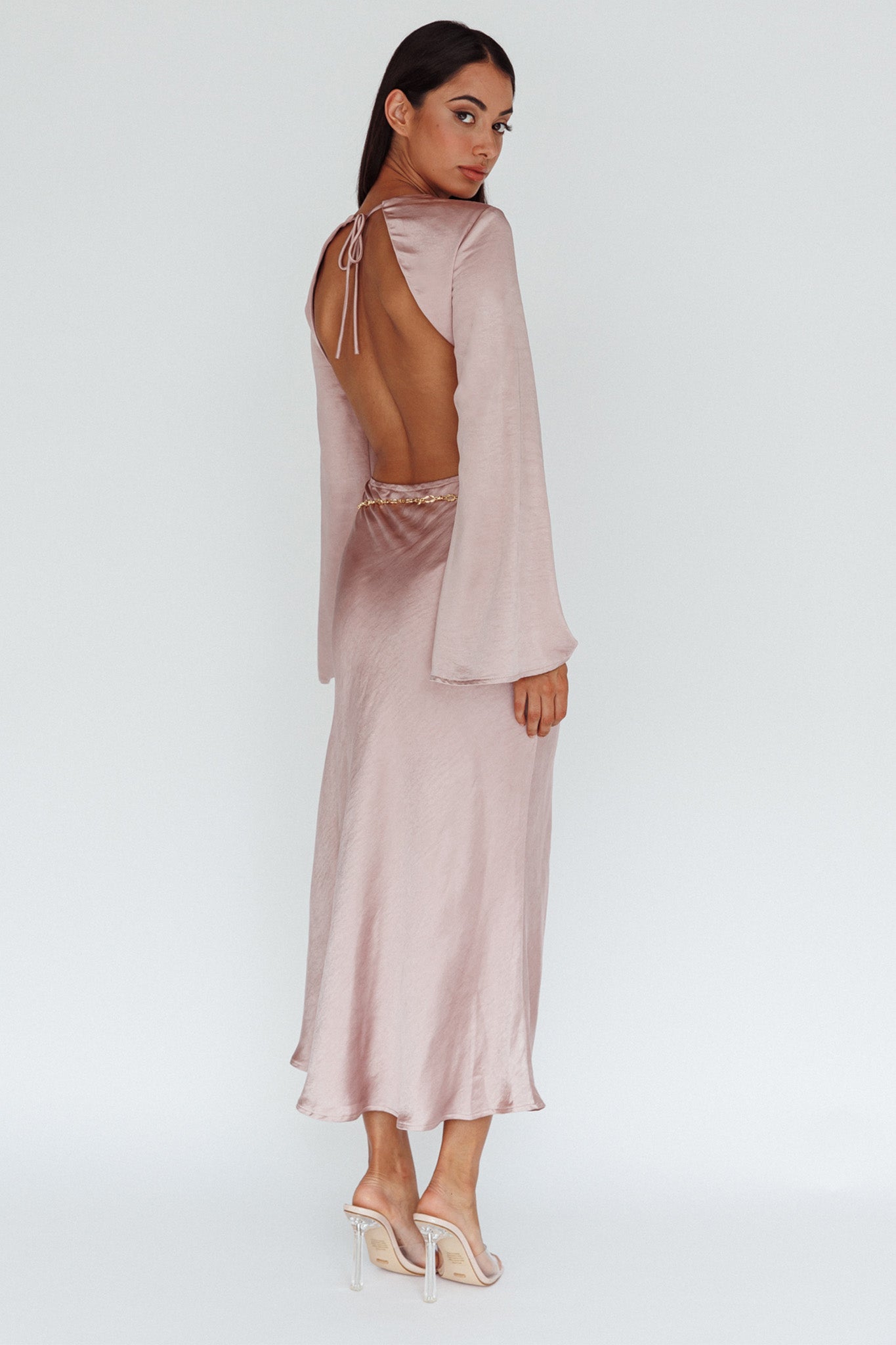 Doting Bell Sleeve Cut-Out Midi Dress Wood Rose by Selfie Leslie Australia