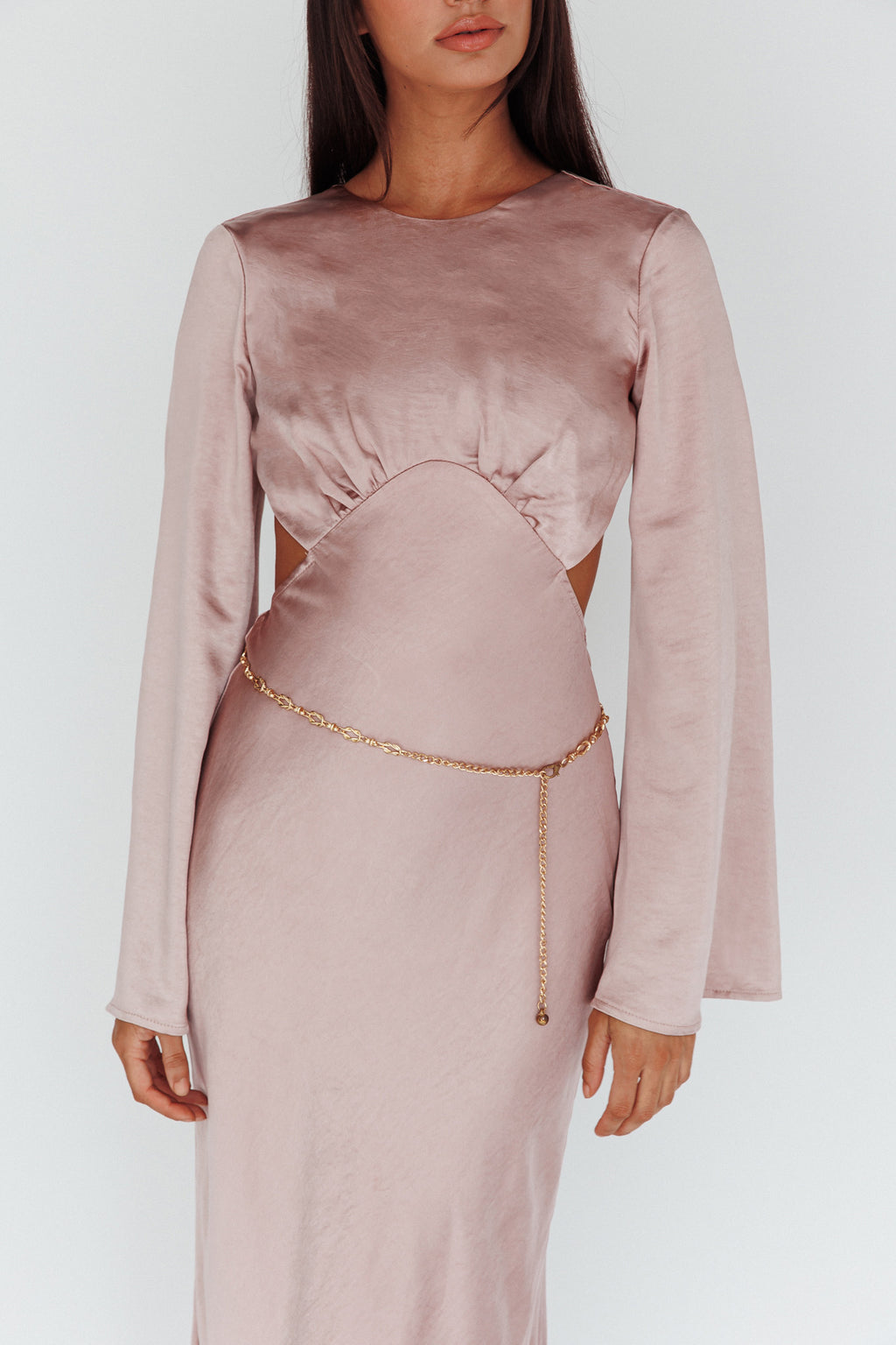 Doting Bell Sleeve Cut-Out Midi Dress Wood Rose by Selfie Leslie Australia