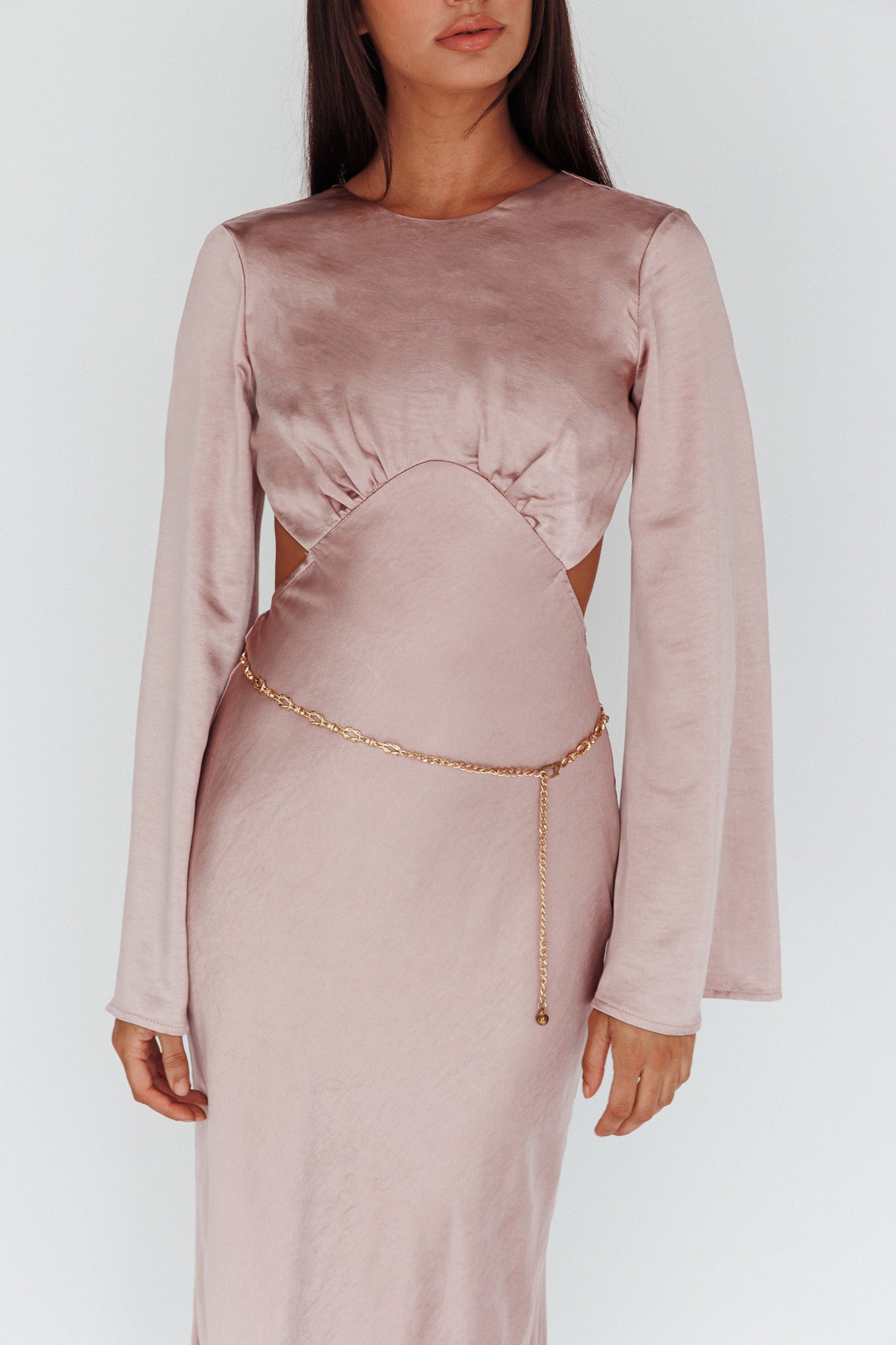 Doting Bell Sleeve Cut-Out Midi Dress Wood Rose by Selfie Leslie Australia