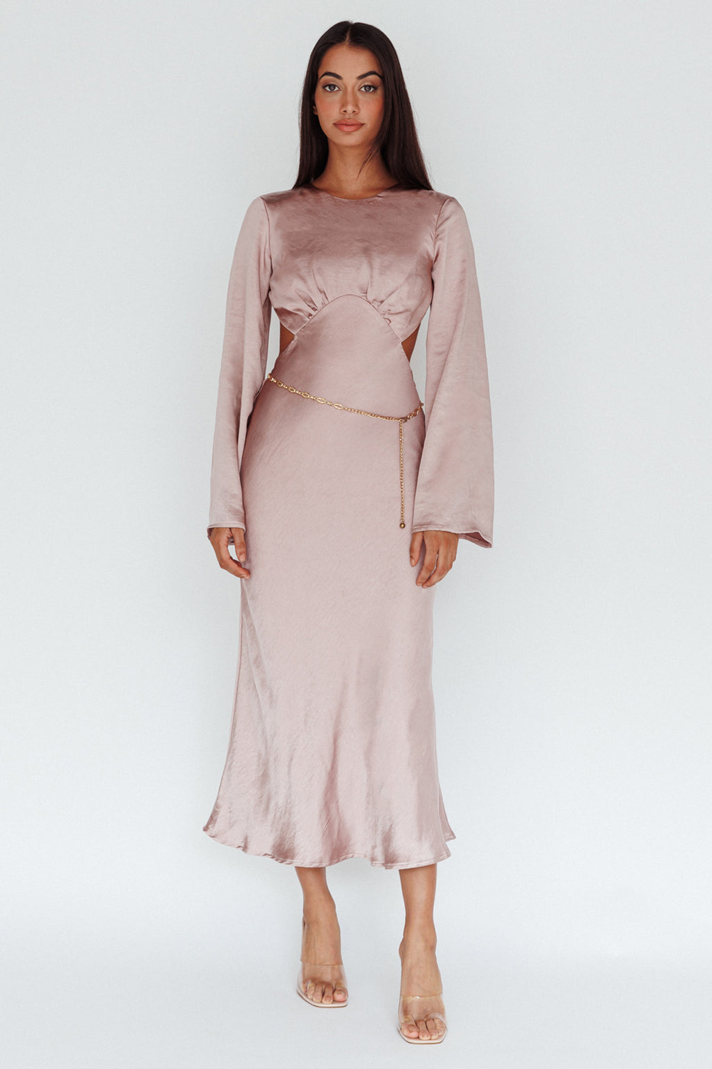 Doting Bell Sleeve Cut-Out Midi Dress Wood Rose by Selfie Leslie Australia