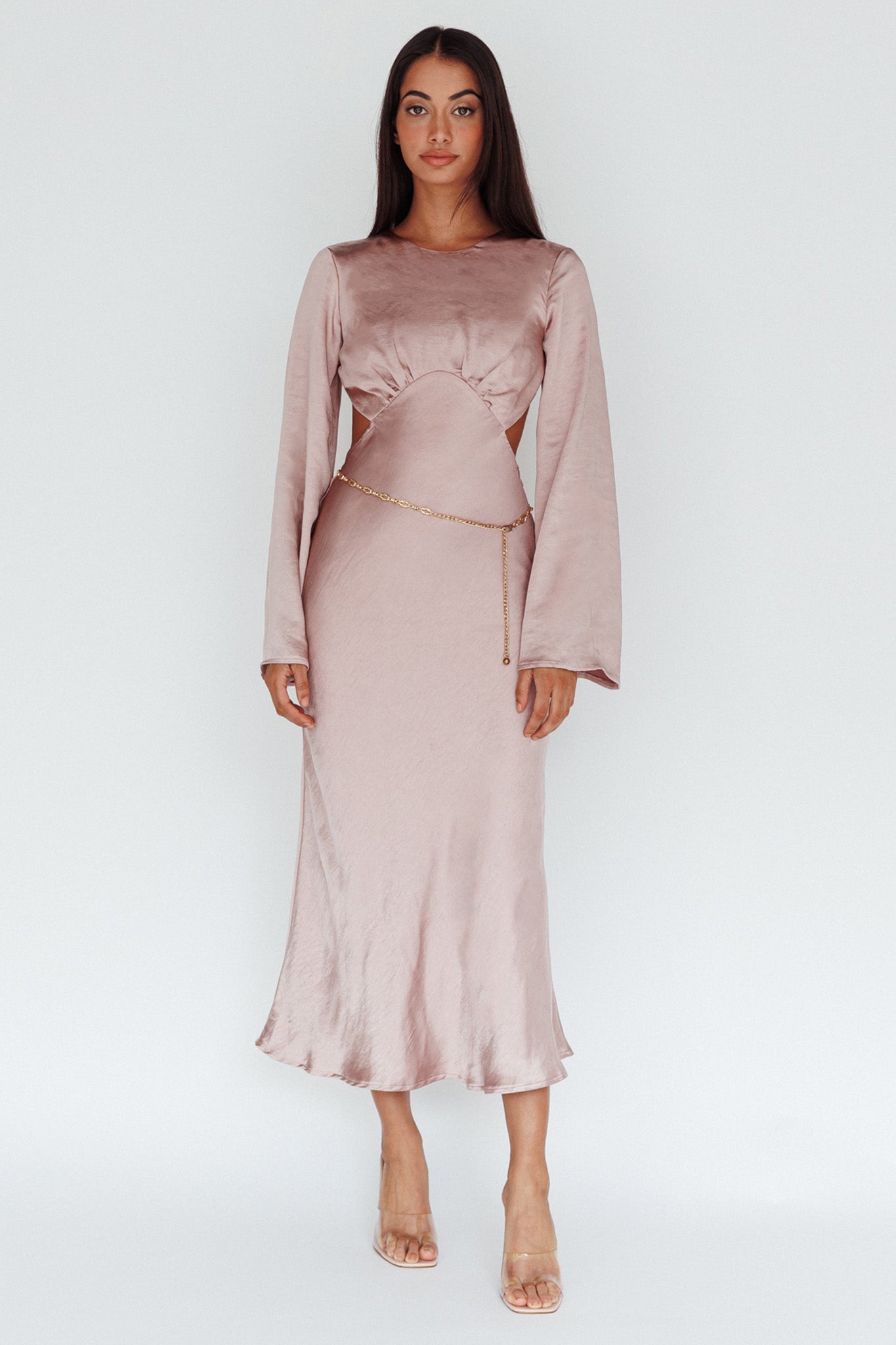 Doting Bell Sleeve Cut-Out Midi Dress Wood Rose by Selfie Leslie Australia