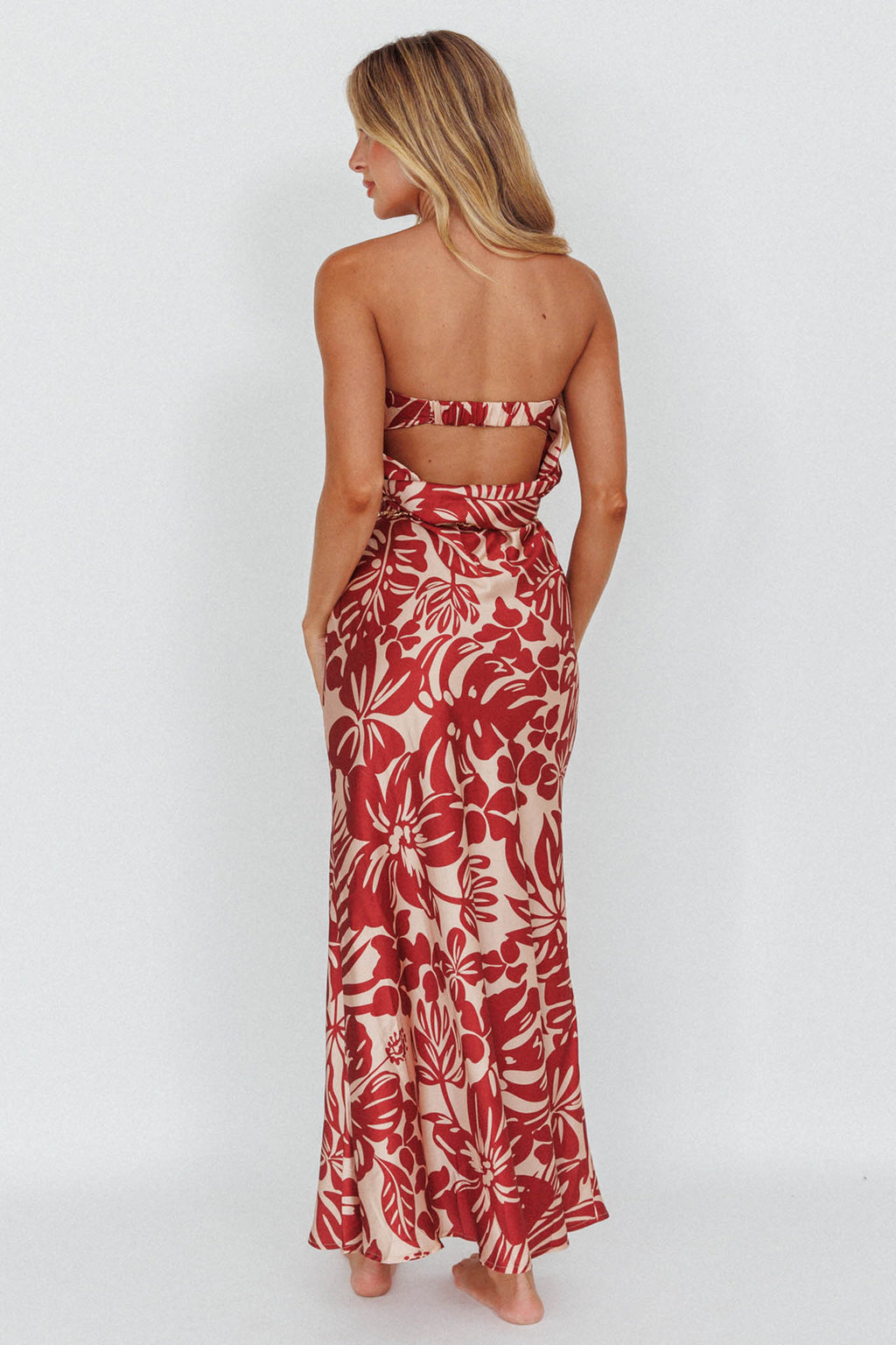 Kona Cowl Back Midi Dress Floral Flame by Selfie Leslie Australia