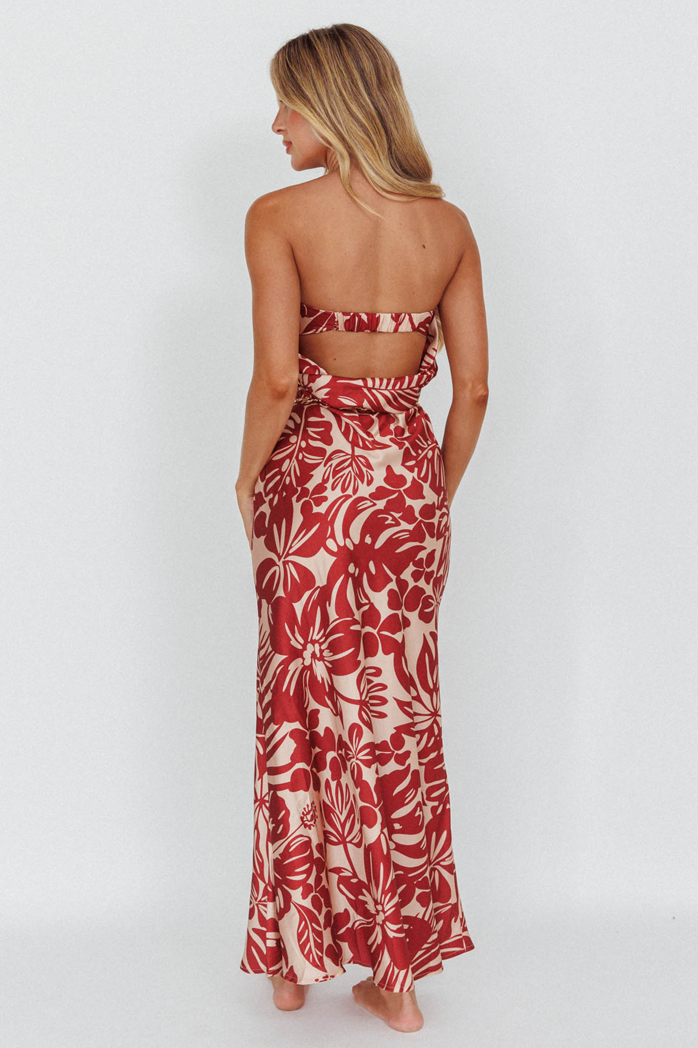 Kona Cowl Back Midi Dress Floral Flame by Selfie Leslie Australia