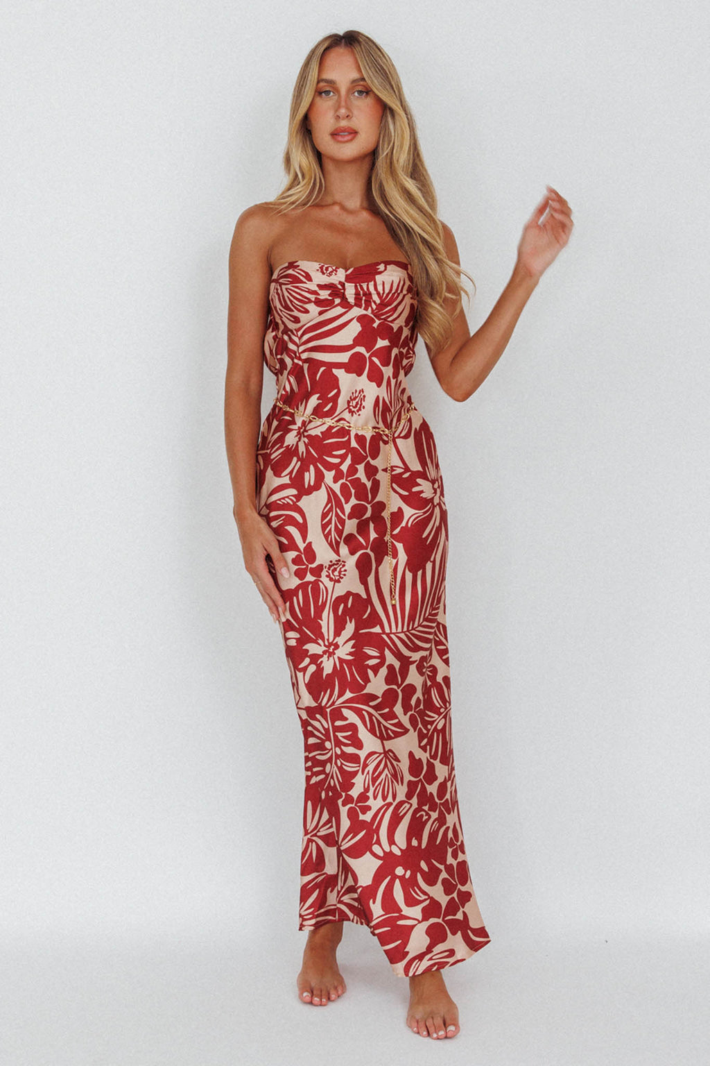 Kona Cowl Back Midi Dress Floral Flame by Selfie Leslie Australia