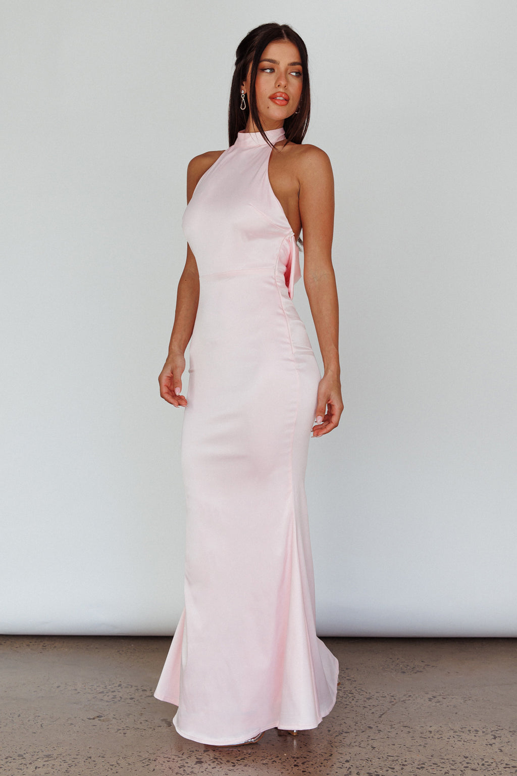 Fifth Avenue Bow Back Maxi Dress Baby Pink by Selfie Leslie Australia