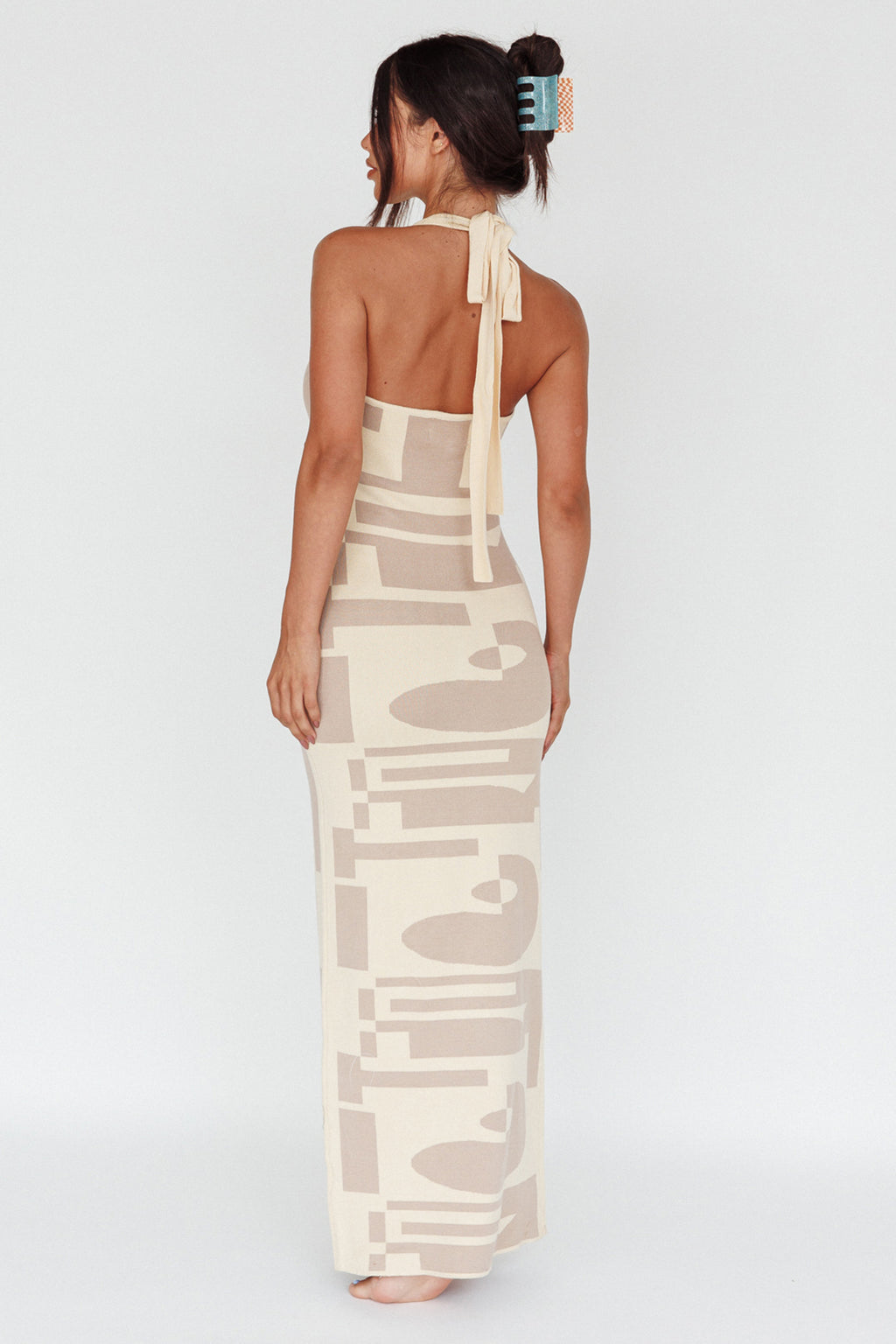 Desert Daze Halterneck Knit Dress Beige by Selfie Leslie Australia